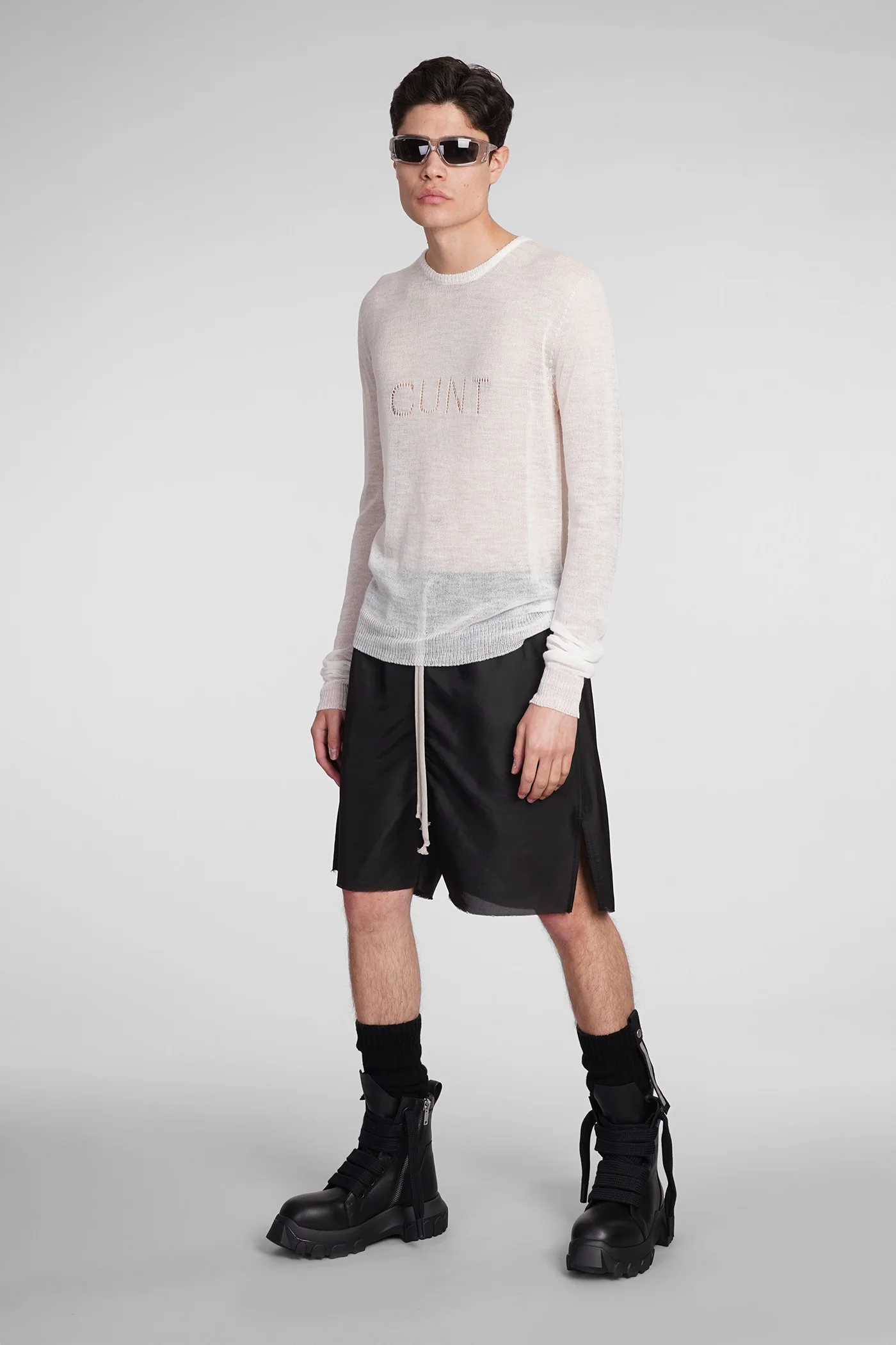 Long boxers Shorts in black silk - Image 2