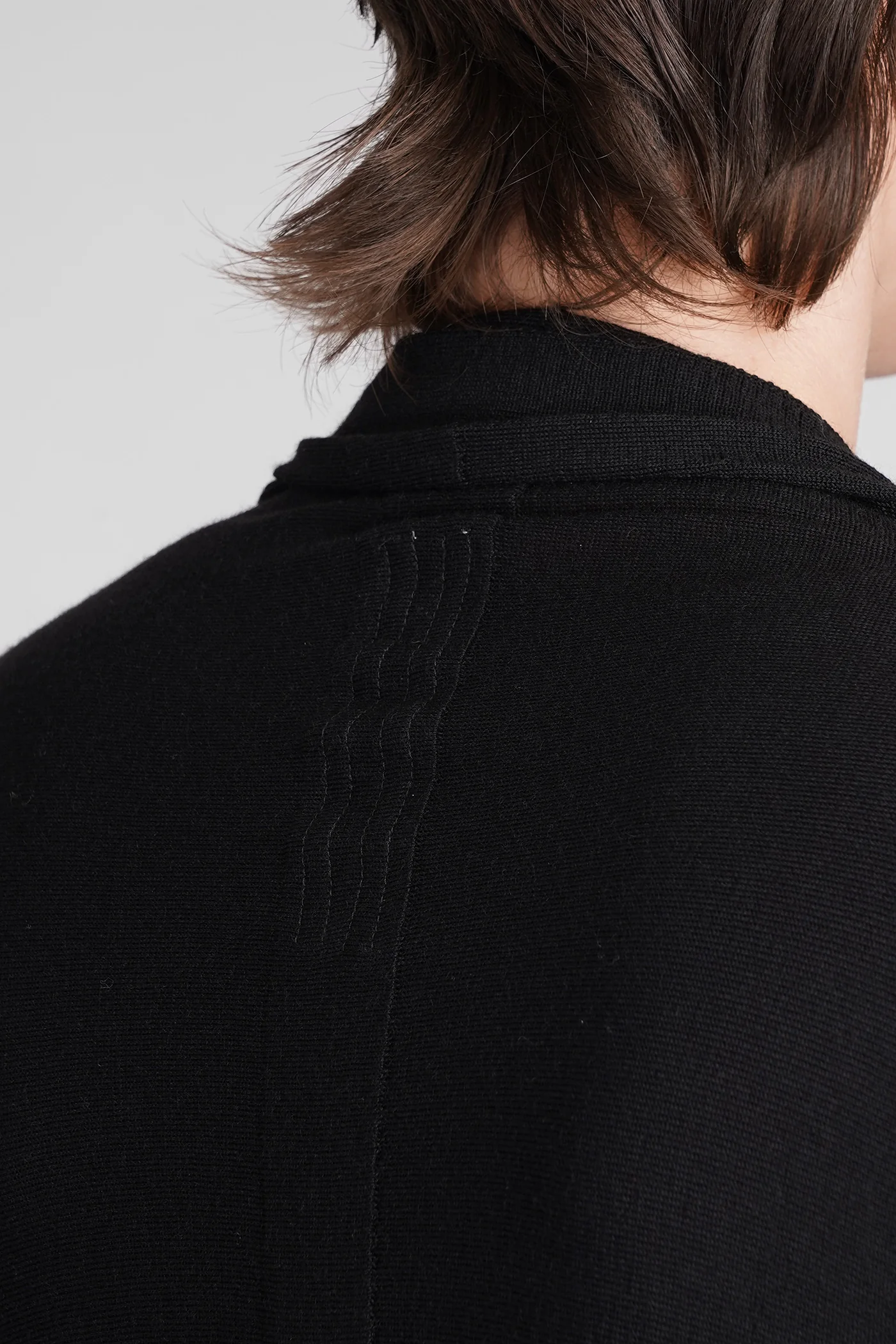 Long wrap Cardigan in black wool - Image 5
