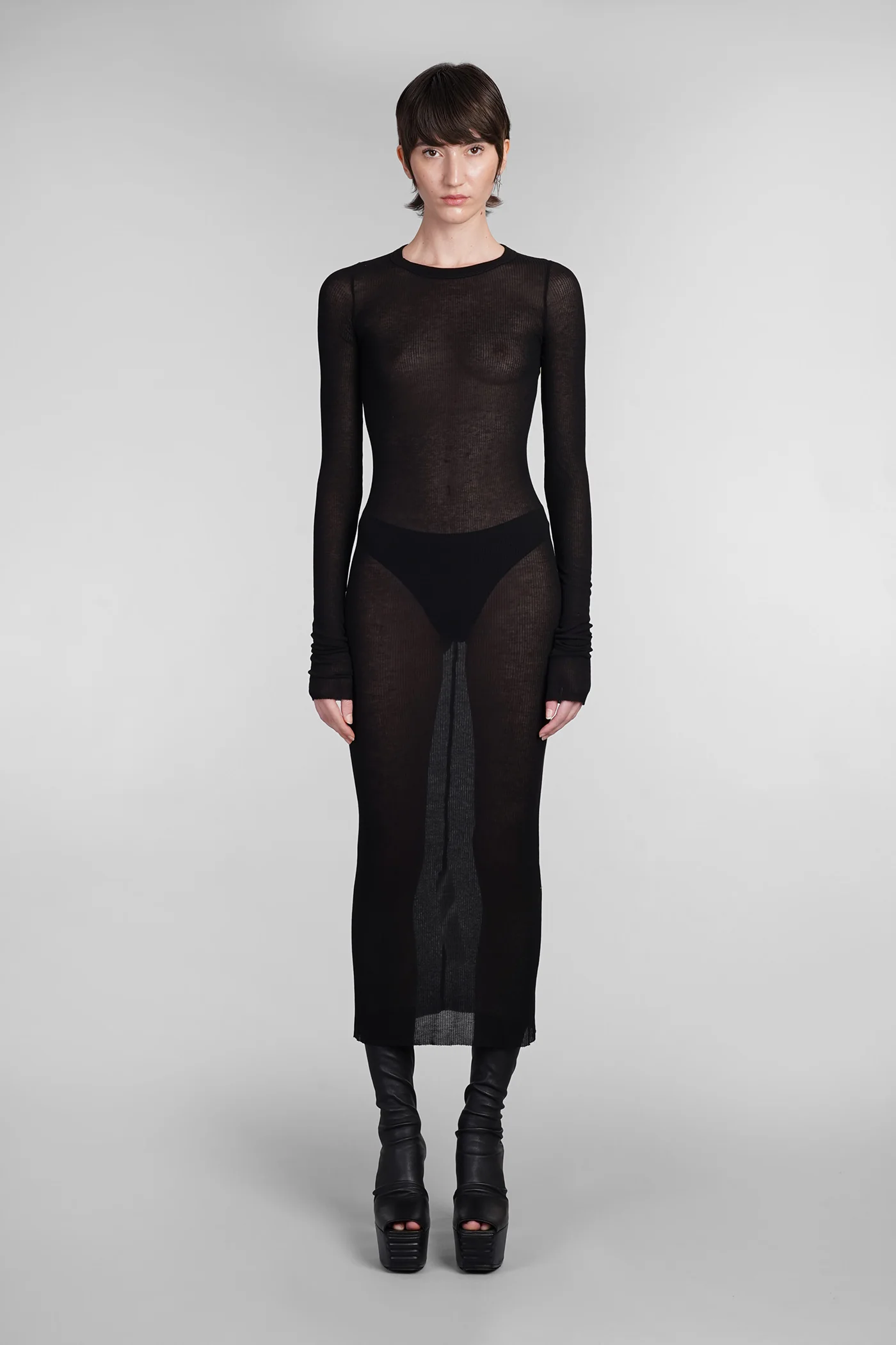 Ls dress Dress woman in black viscose