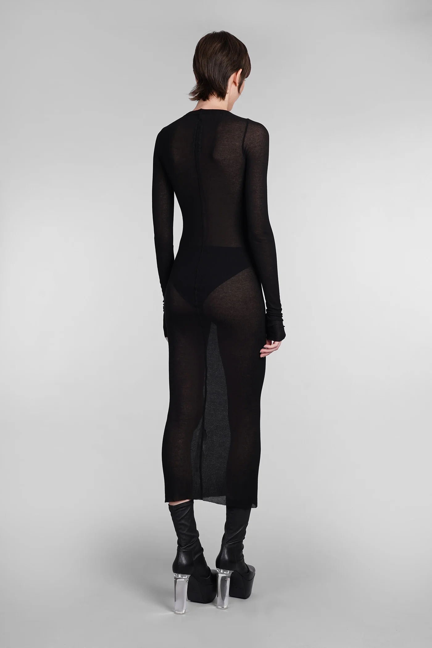 Ls dress Dress woman in black viscose - Image 3