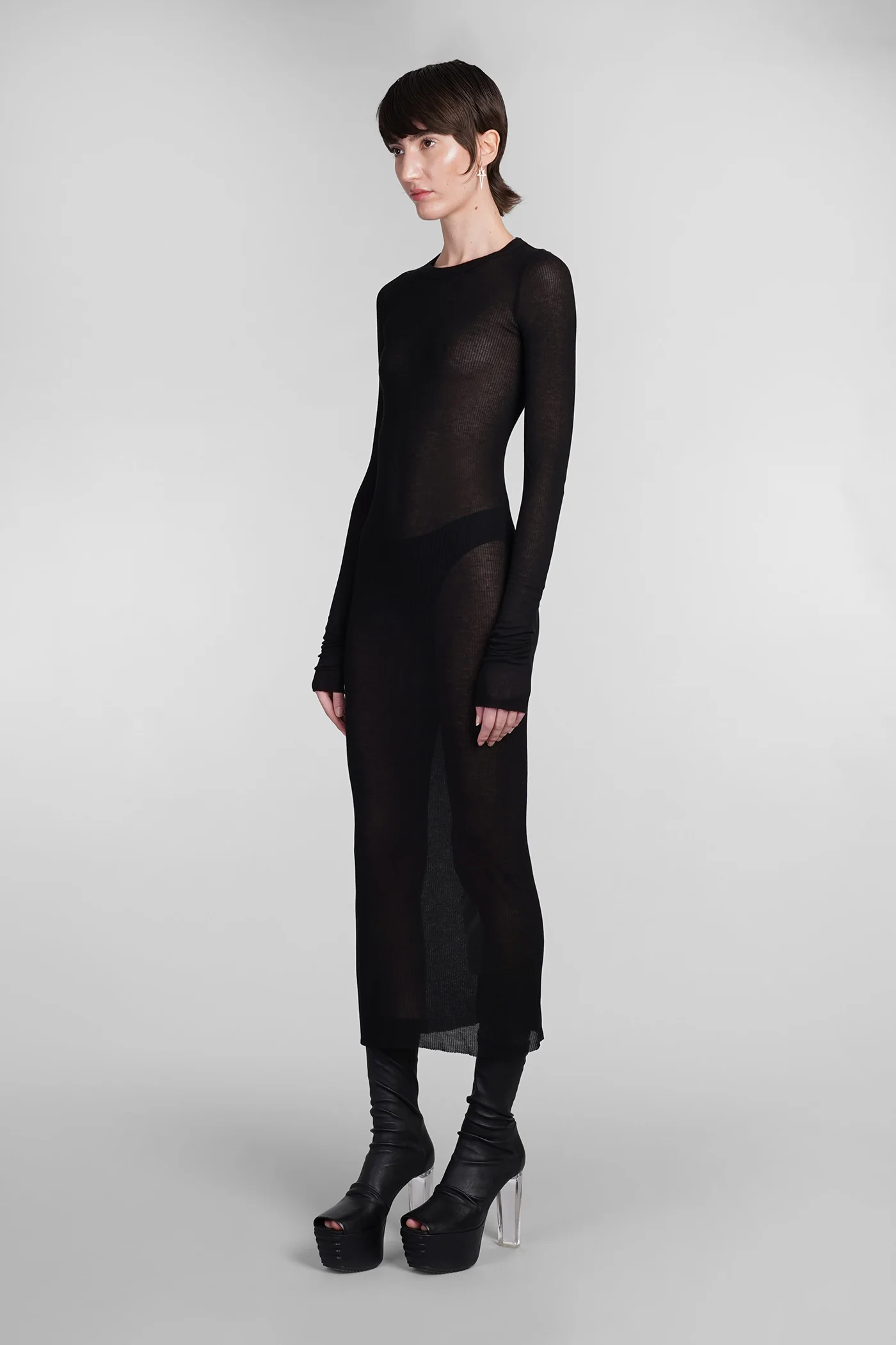 Ls dress Dress woman in black viscose - Image 4