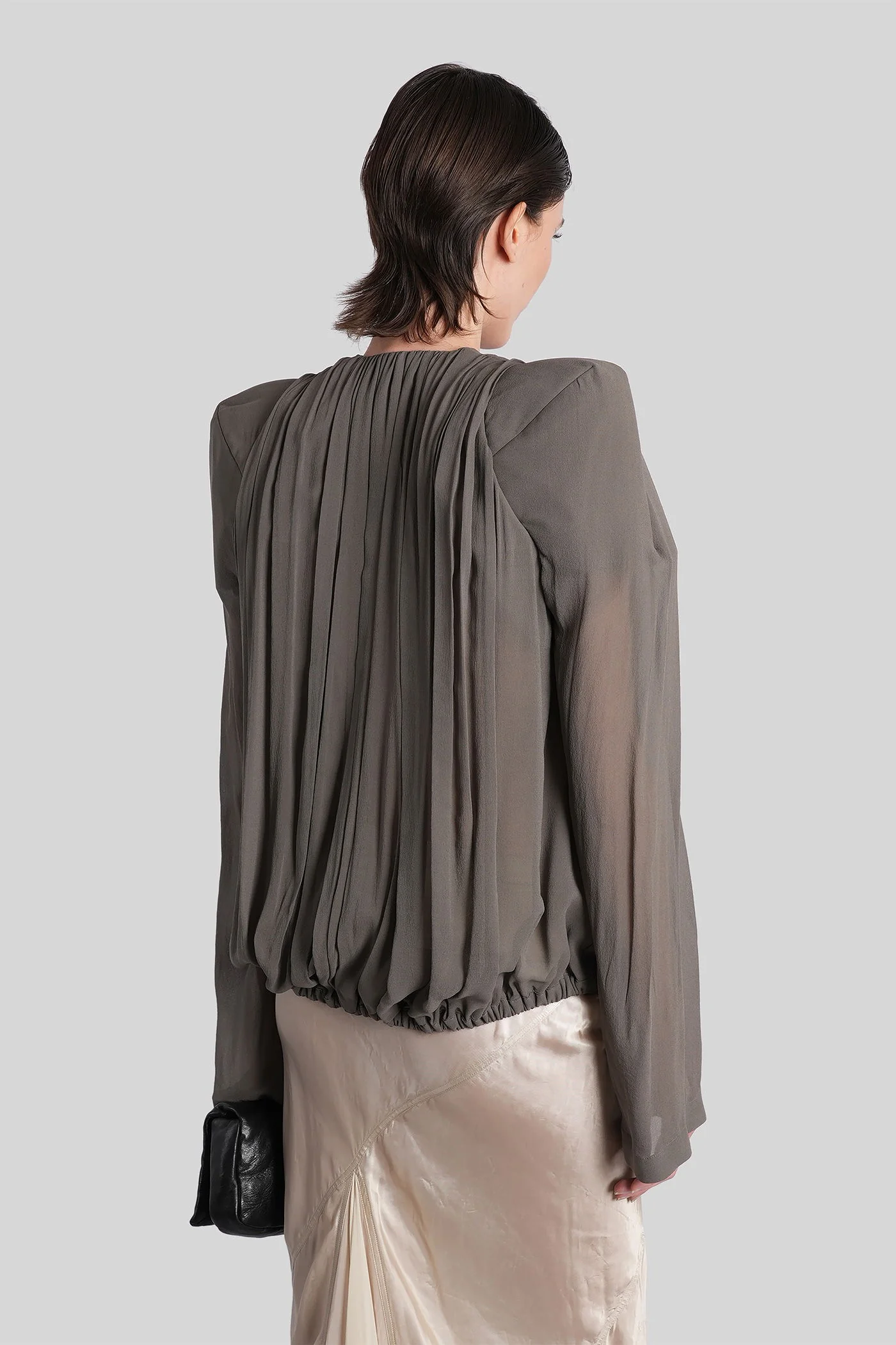 Maria jkt Casual jacket in grey silk - Image 3