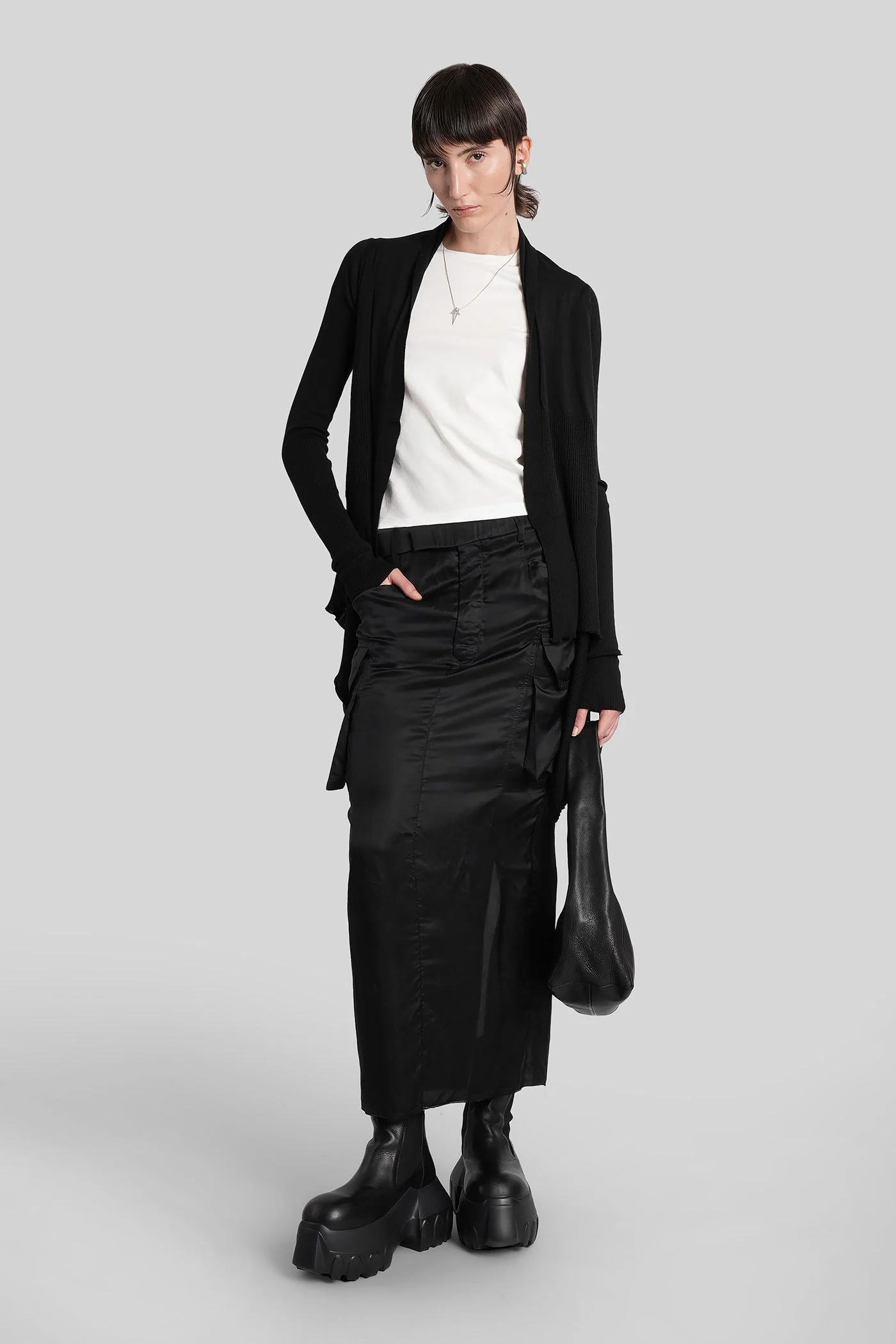 Medium wrap Cardigan in black wool - Image 2