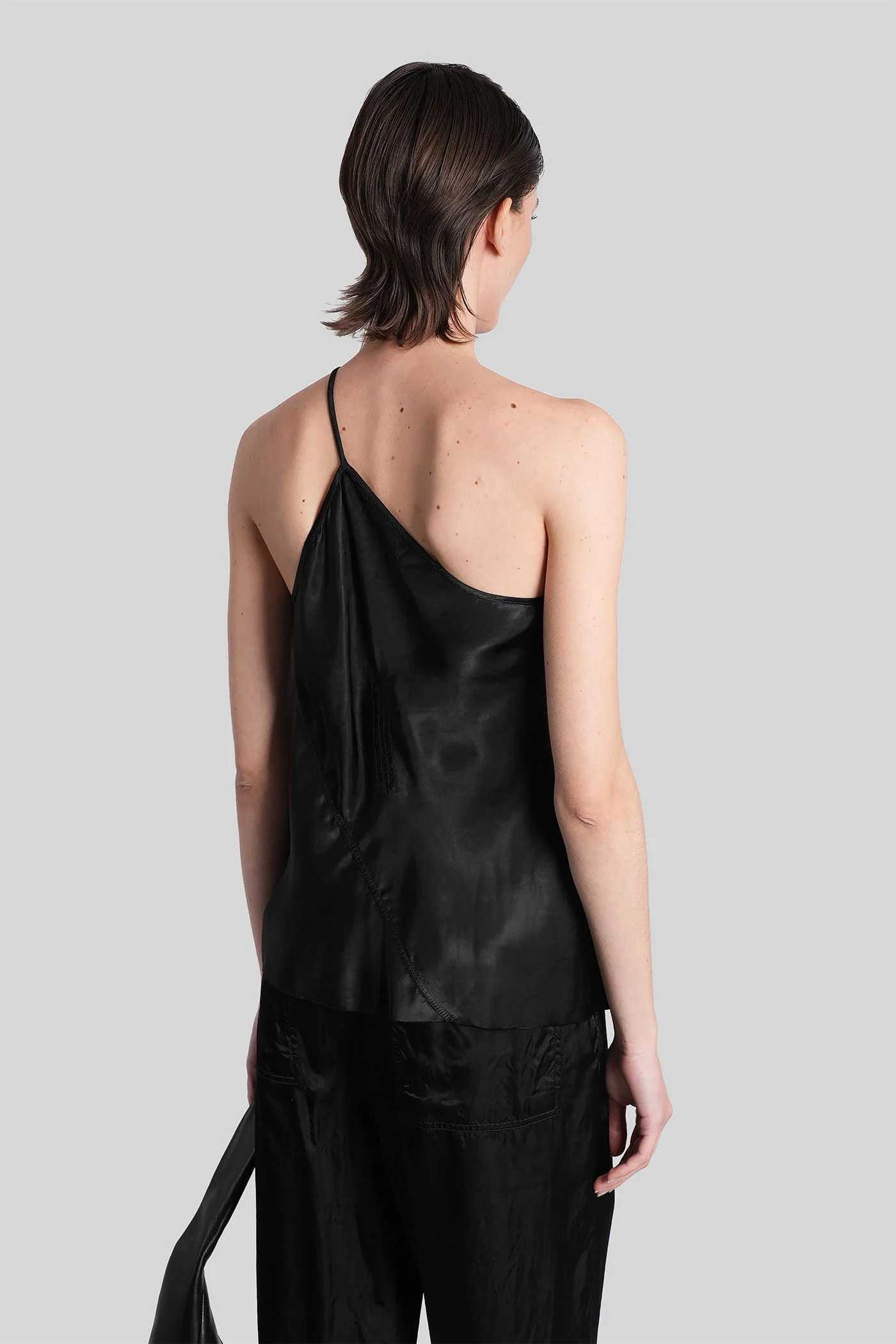 One shoulder slip Topwear in black polyamide polyester - Image 3
