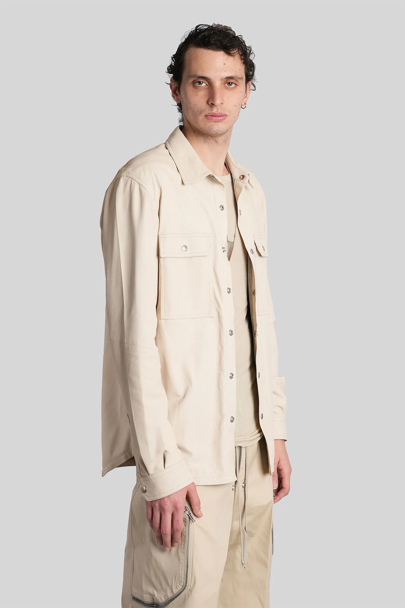 Outershirt Leather jacket in beige leather - Image 4
