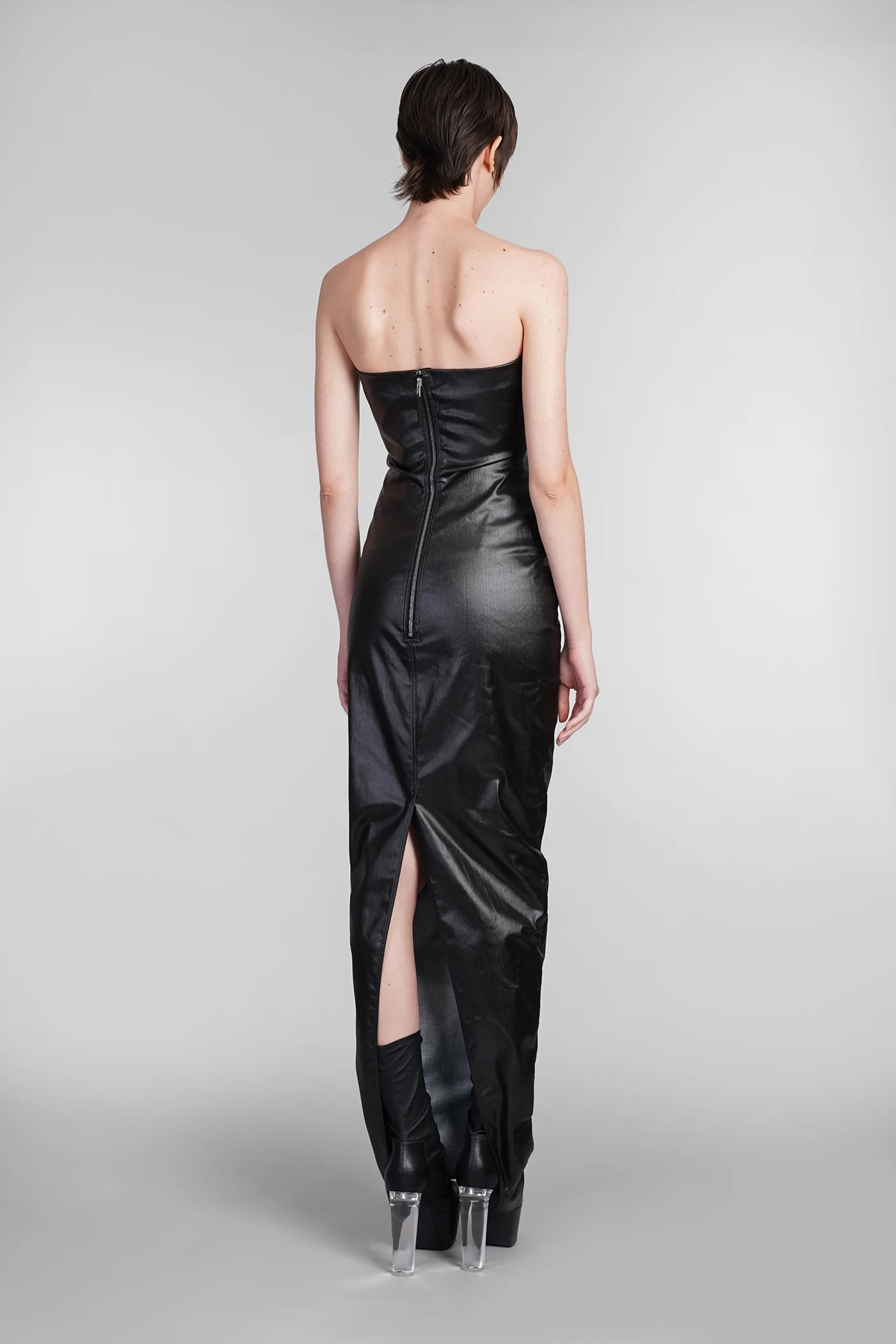 Prong gown Dress woman in black cotton - Image 3