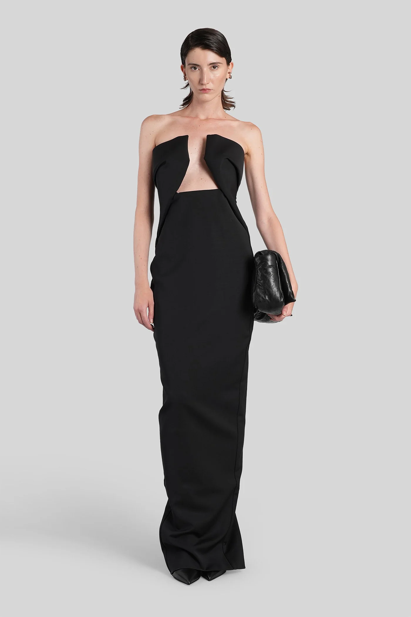 Prong gown Long dress in black wool