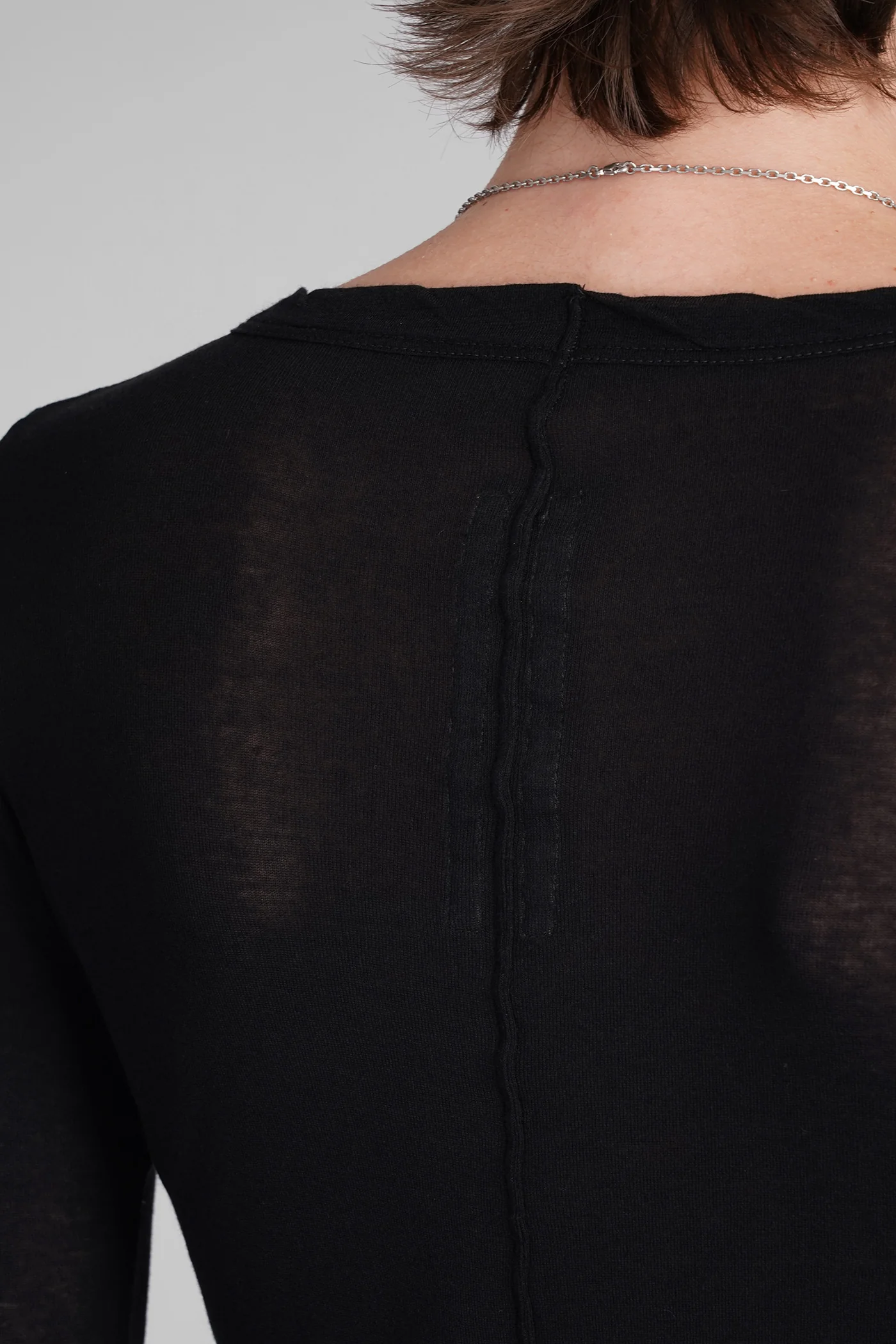 Rib ls t  in black cotton - Image 5