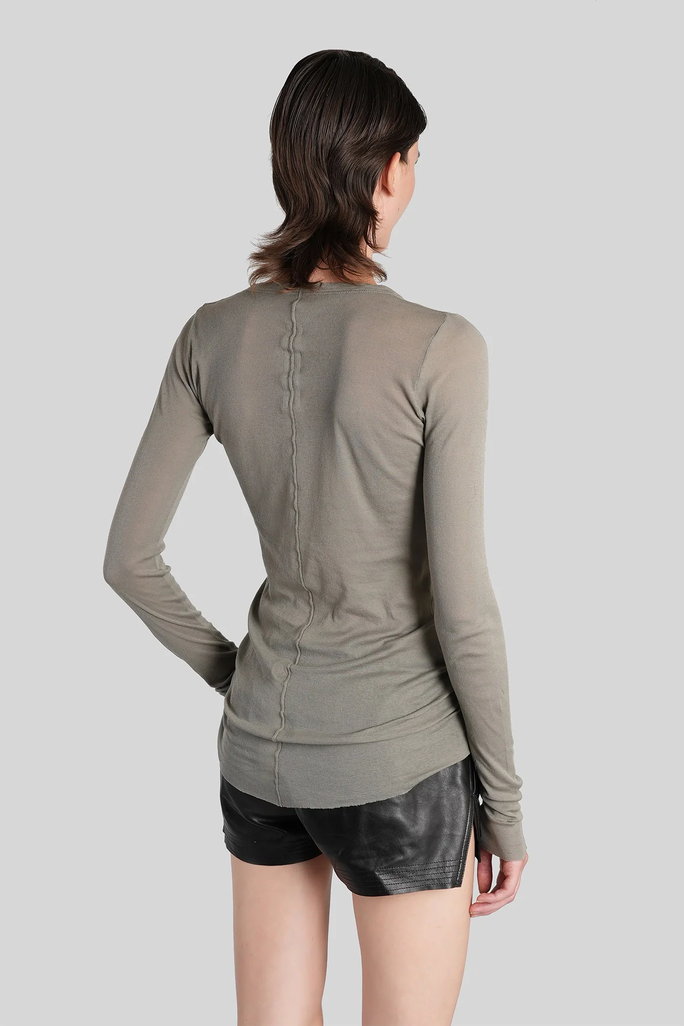 Rib ls t  in grey cotton - Image 3