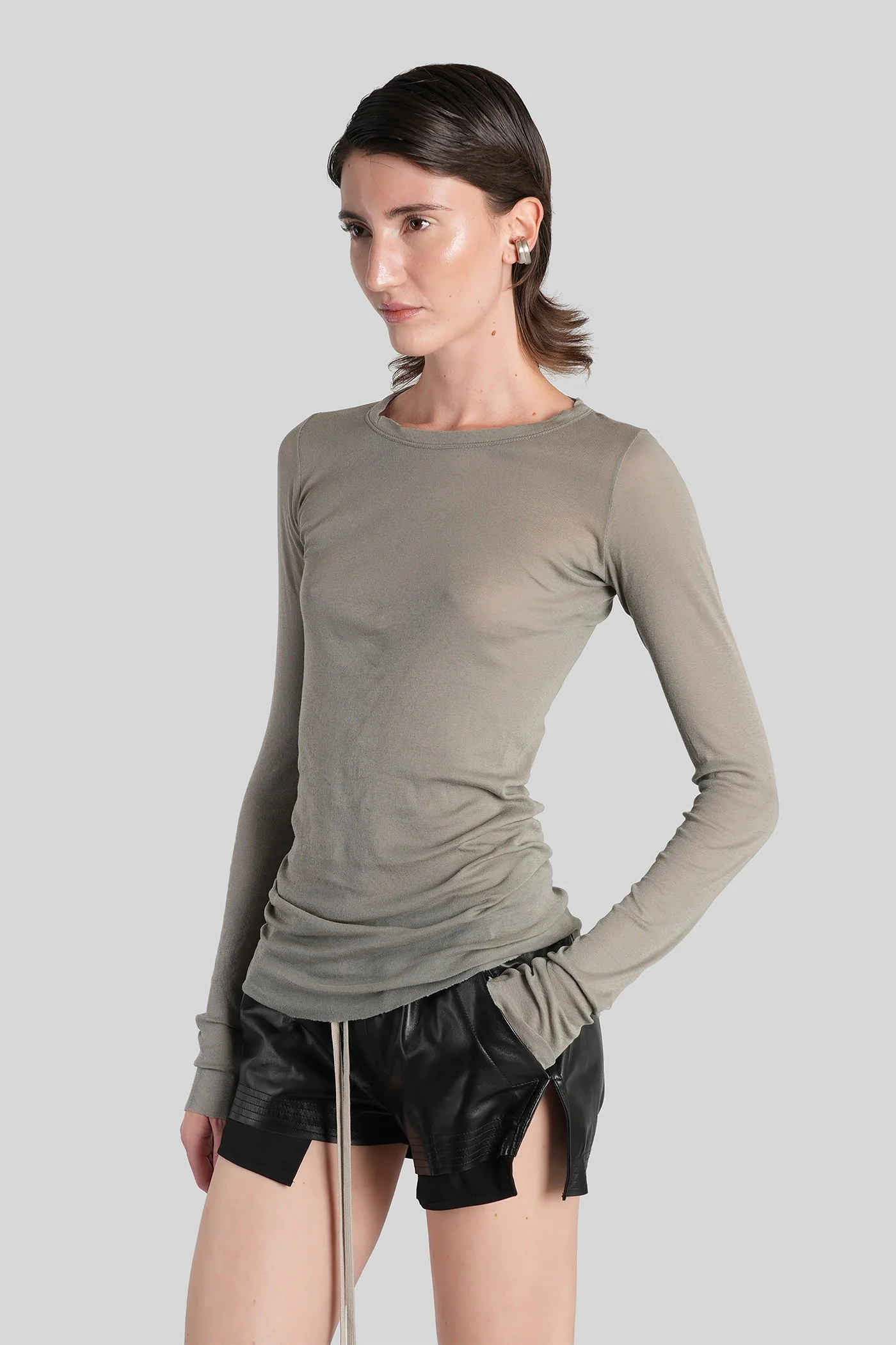Rib ls t  in grey cotton - Image 4