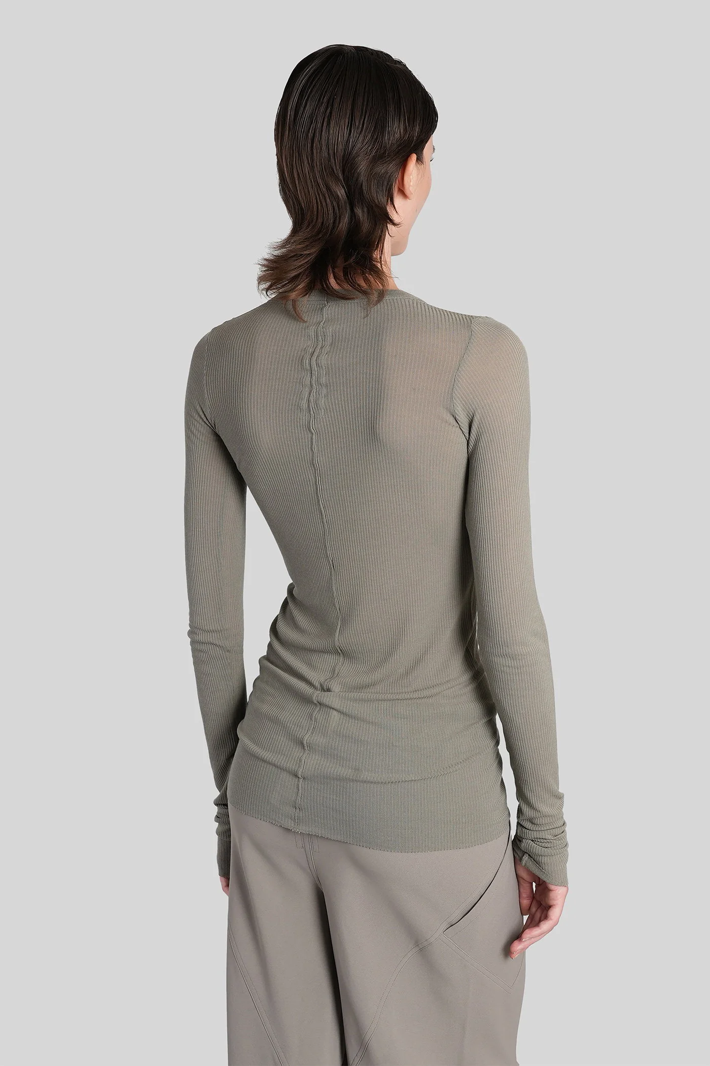 Rib ls t  in grey viscose - Image 3