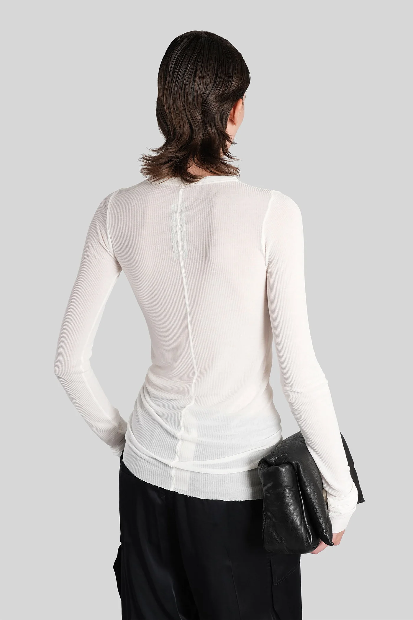Rib ls t  in white viscose - Image 3