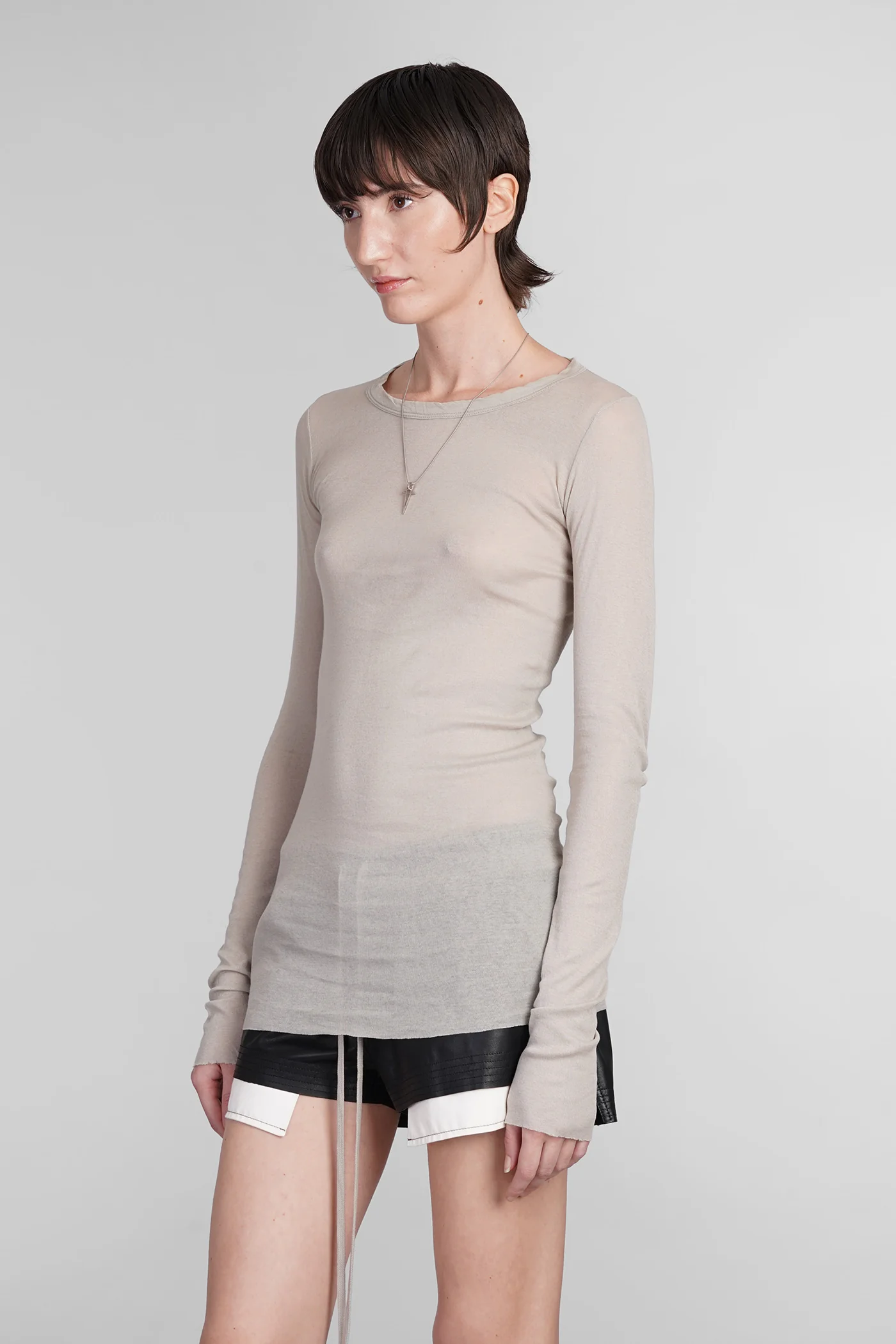 Rib ls t Topwear in grey cotton - Image 4