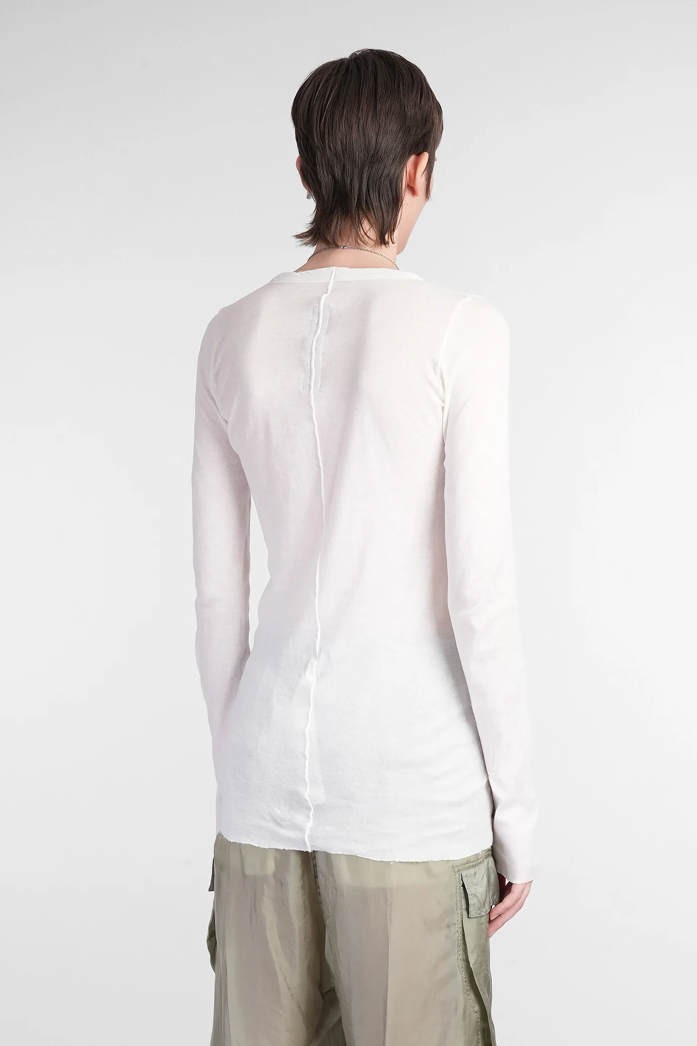 Rib ls t Topwear in white cotton - Image 3