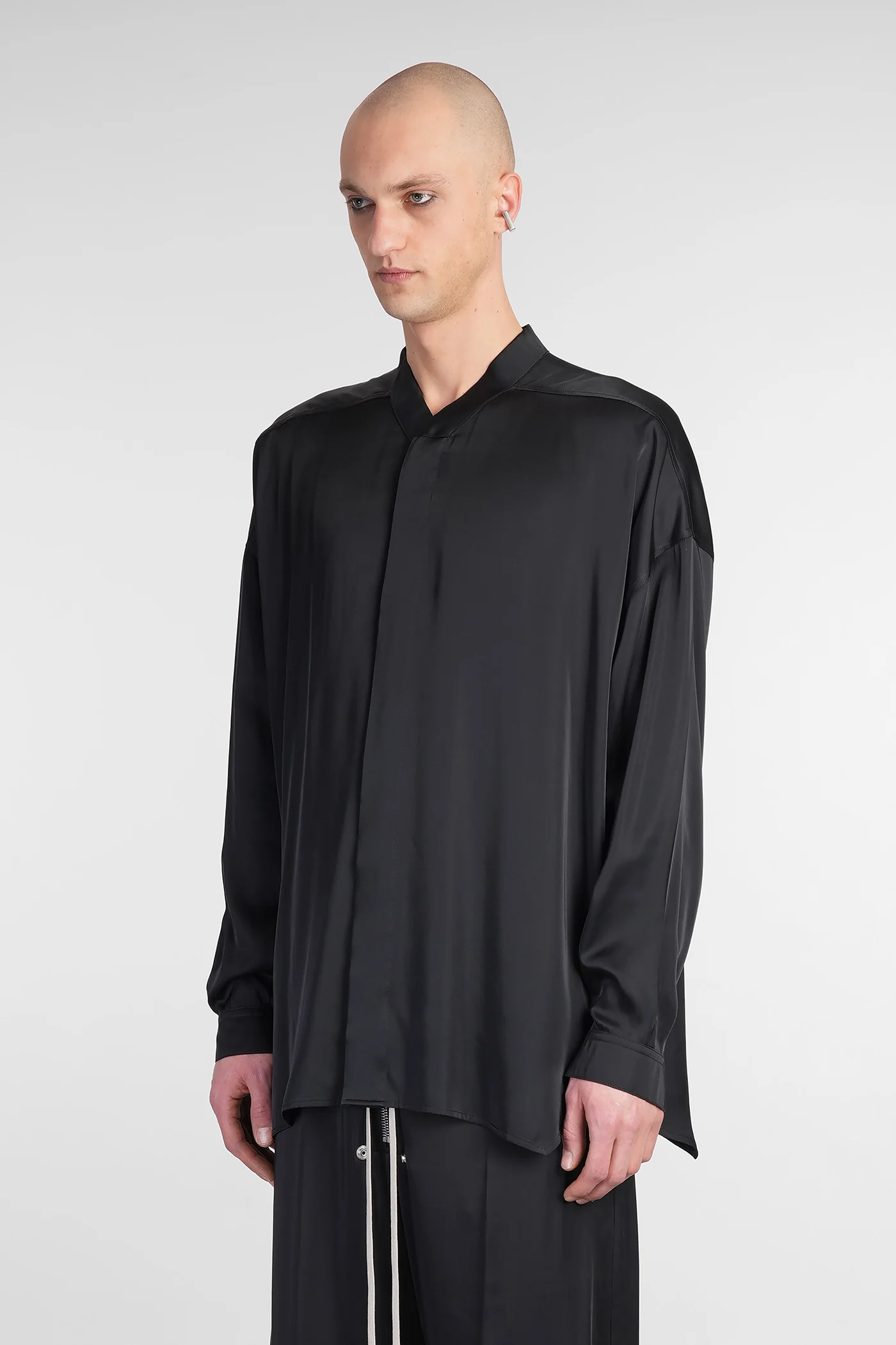 Snap collar faun Shirt in black acetate - Image 4