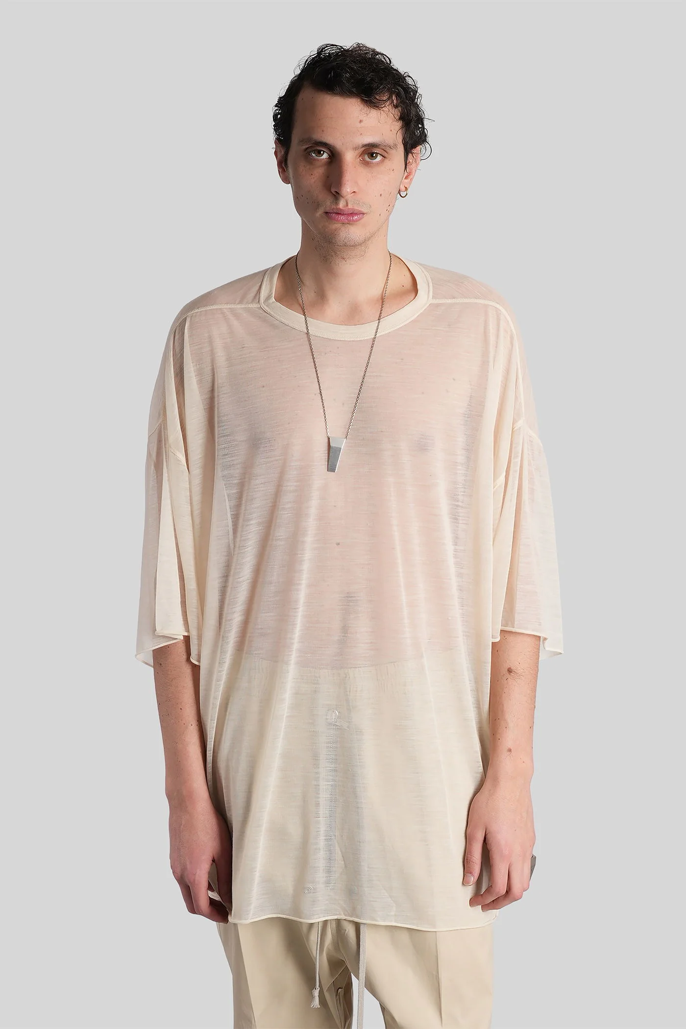 Tommy t T-Shirt in beige wool