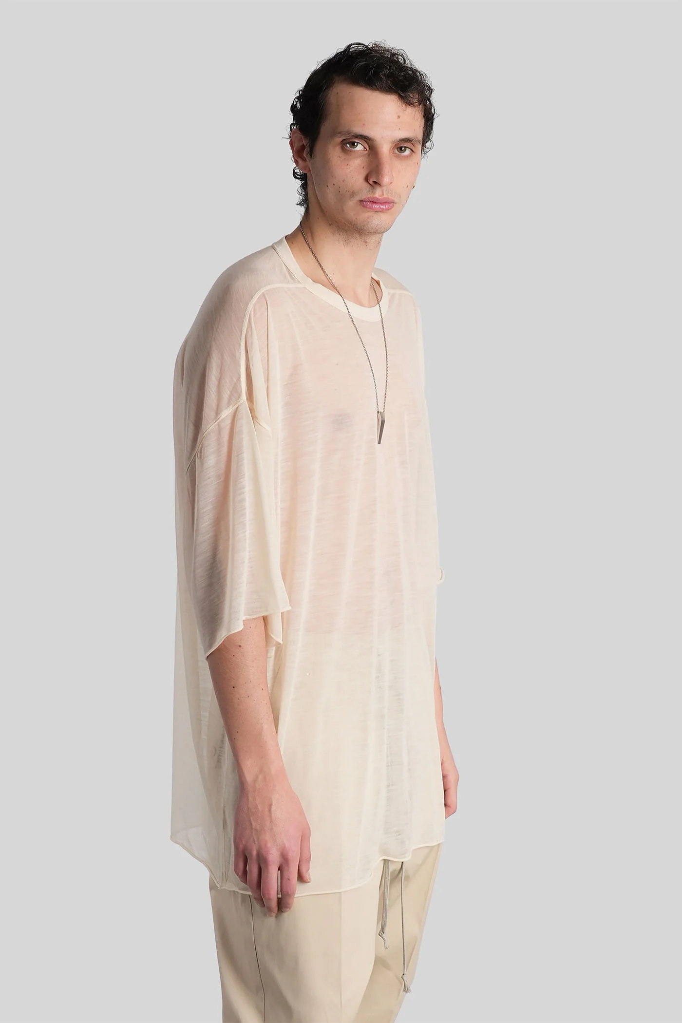 Tommy t T-Shirt in beige wool - Image 4