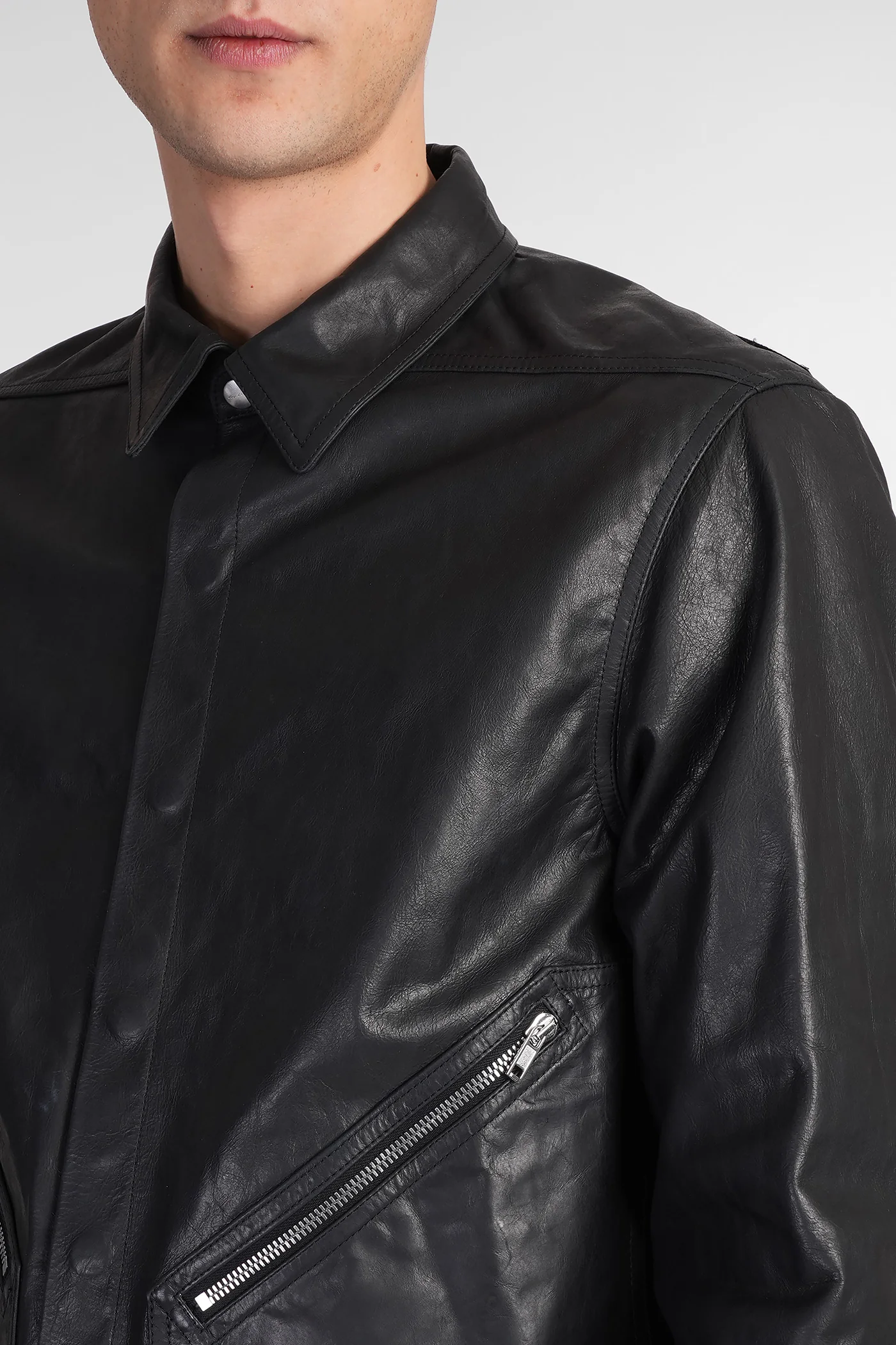 Tour alice shirt Leather jacket in black leather - Image 5
