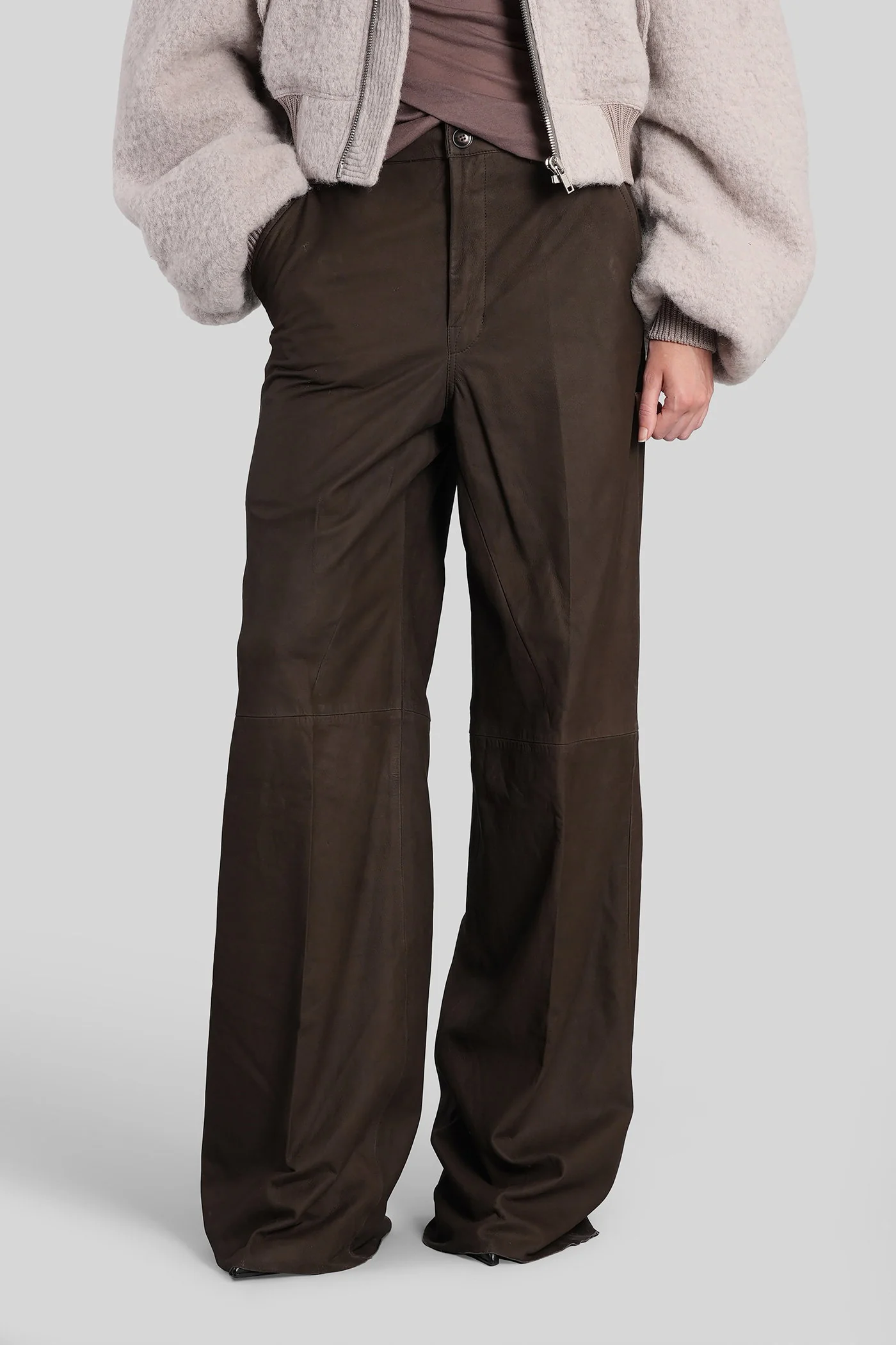Work pants Pants in brown leather