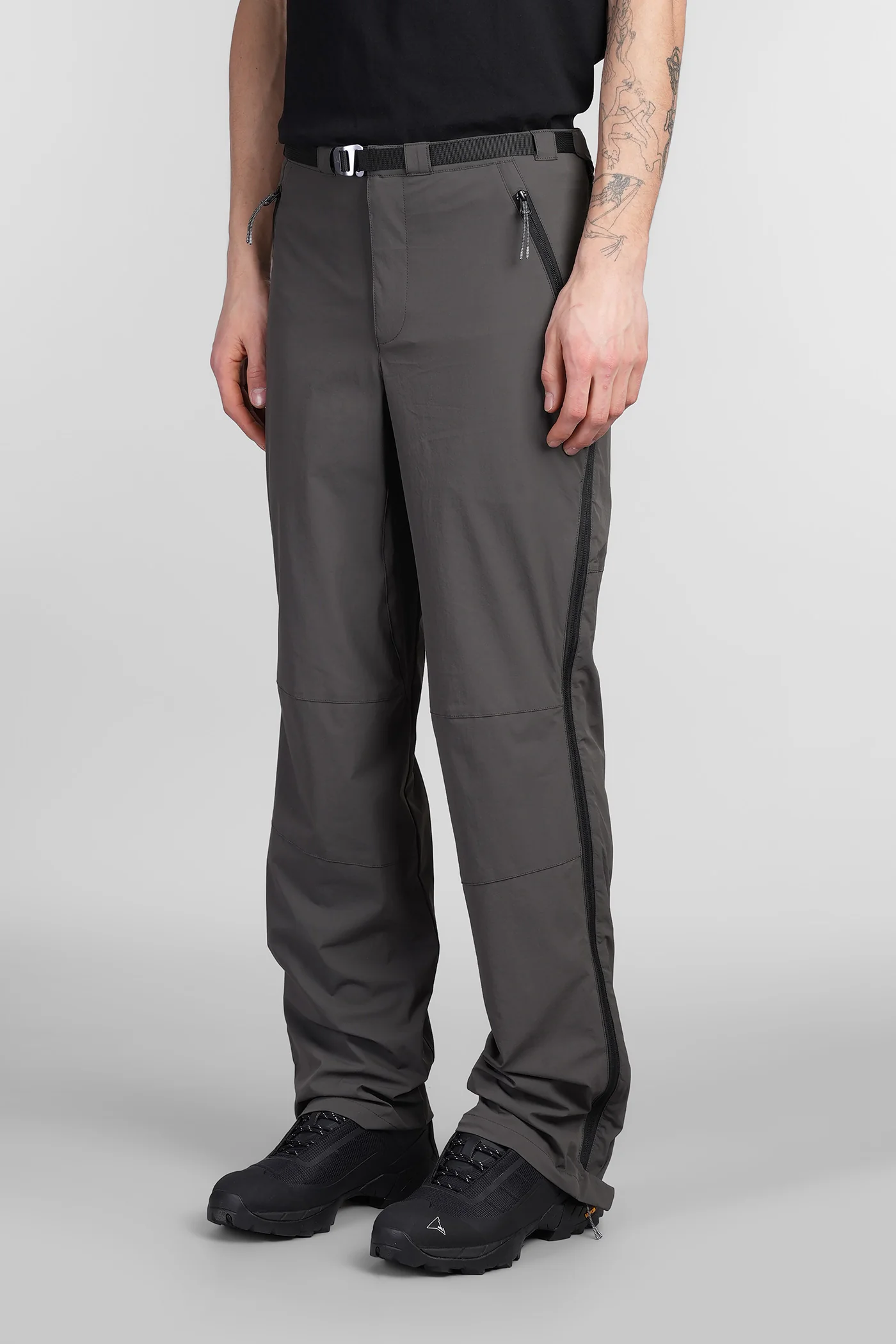 Y Zip Trouser Pants in grey polyamide - Image 4