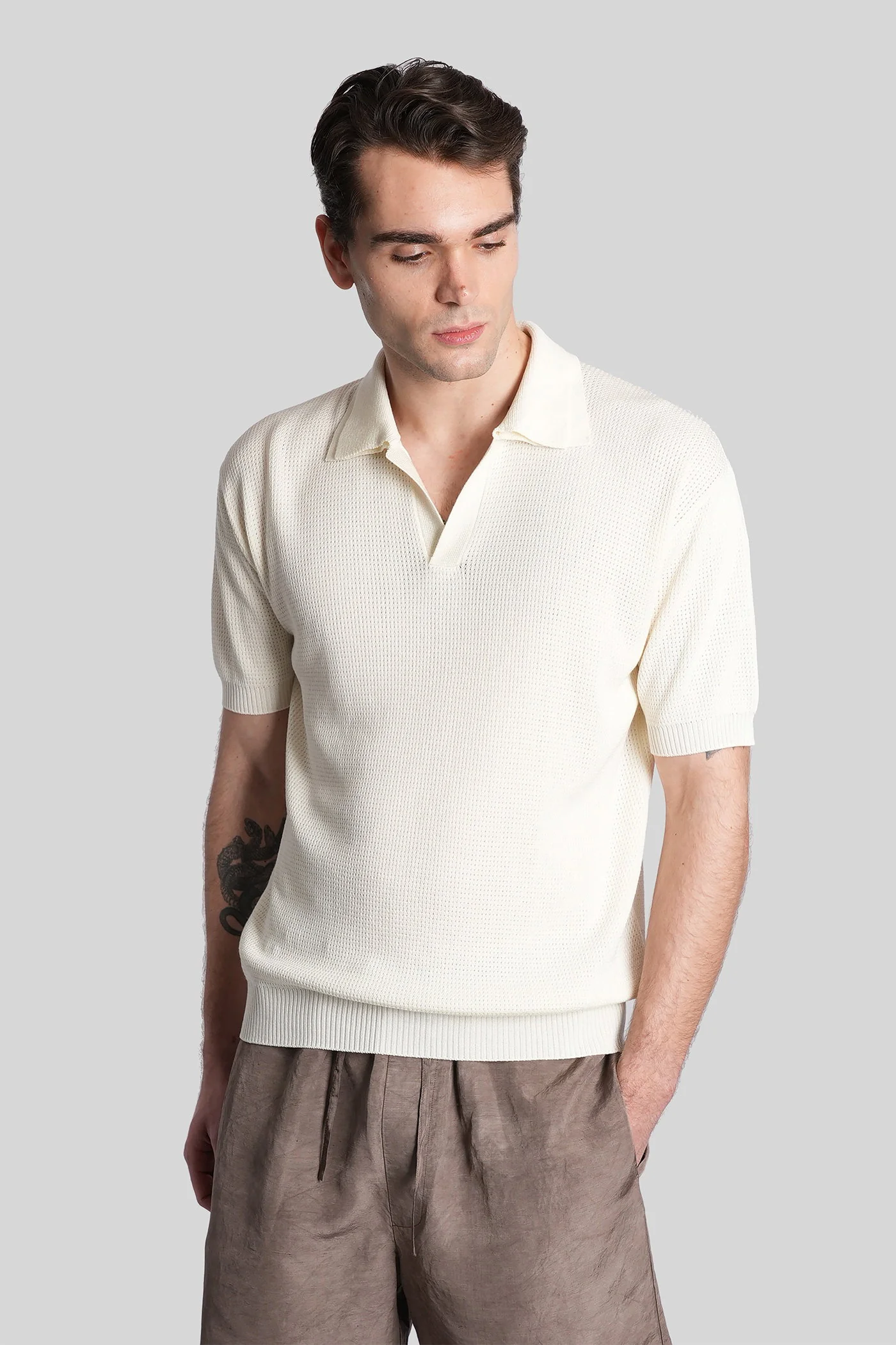 Polo in beige cotton