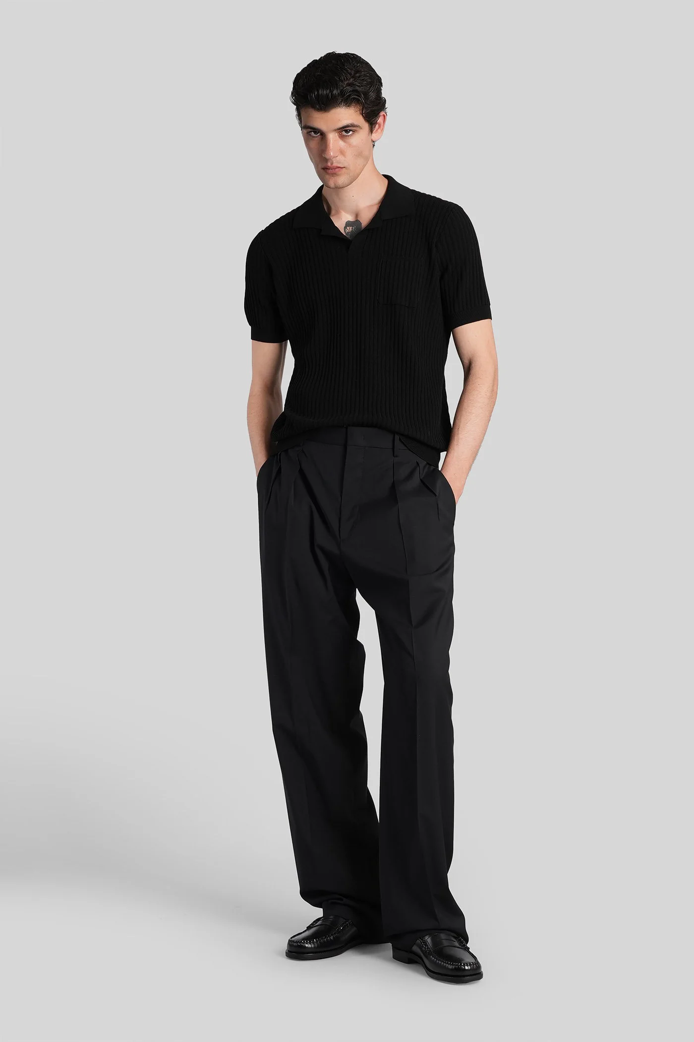 Polo in black cotton - Image 2