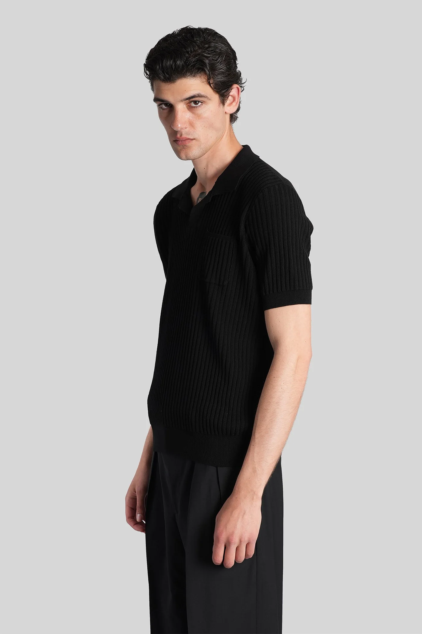 Polo in black cotton - Image 4