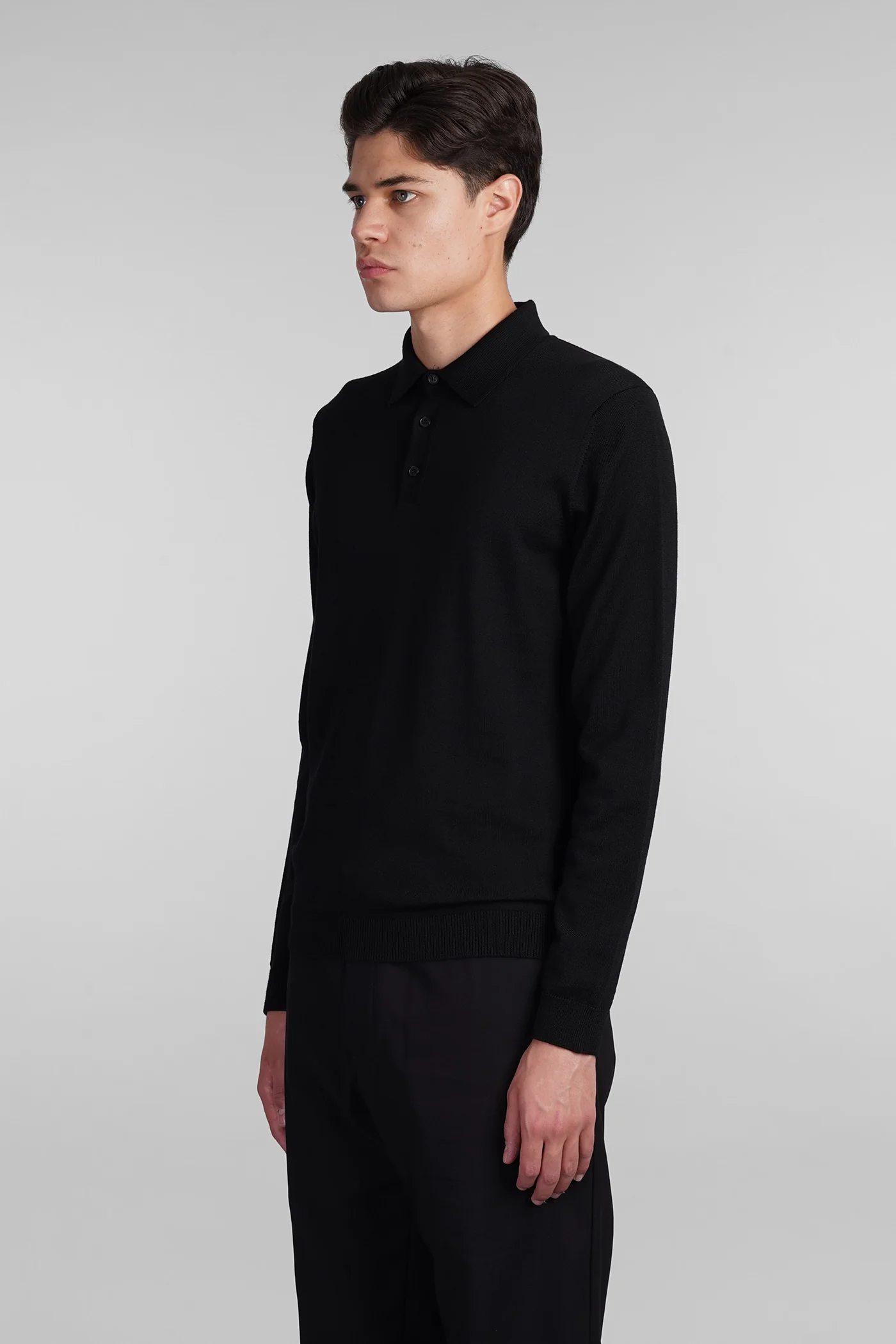 Polo in black wool - Image 4