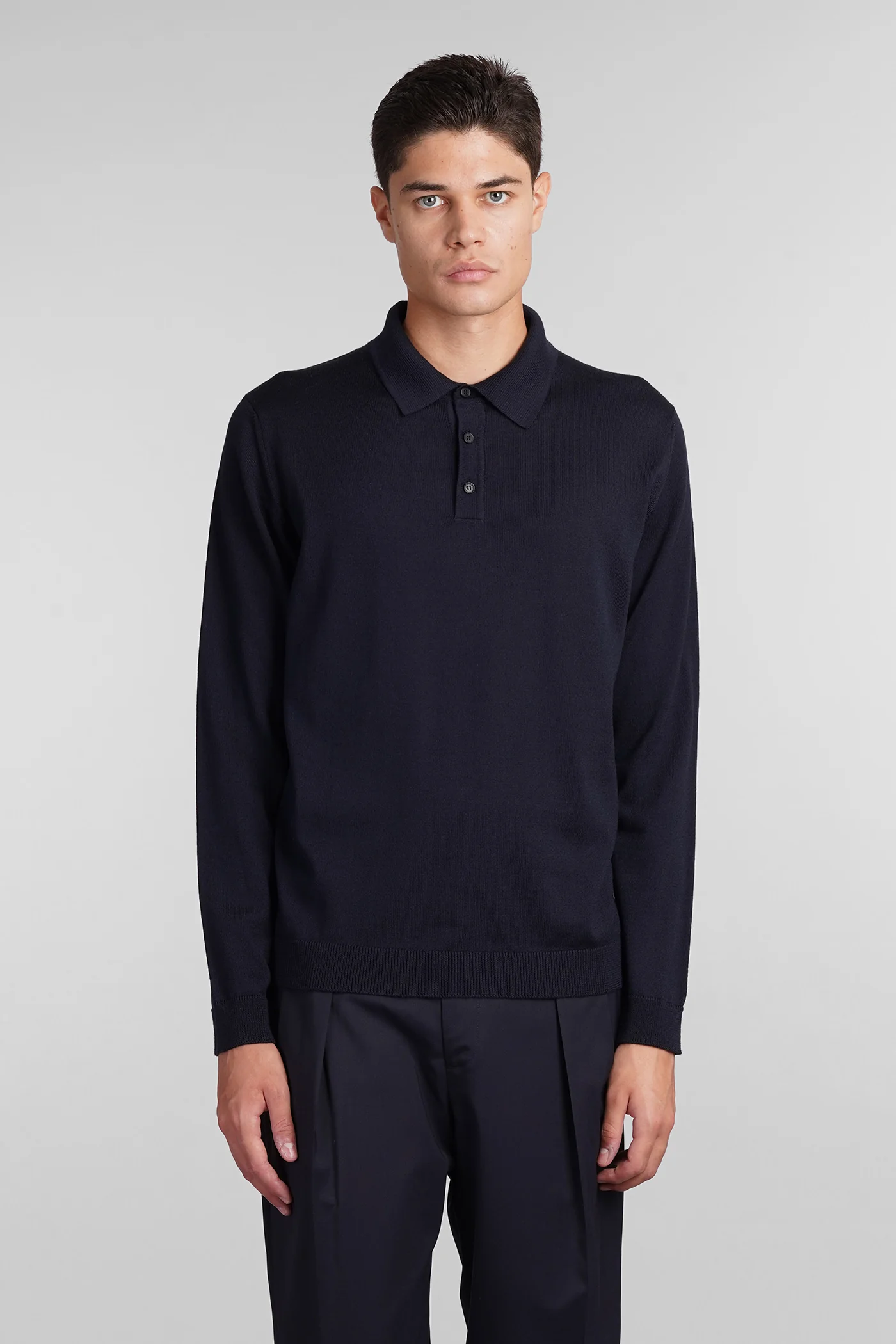 Polo in blue wool
