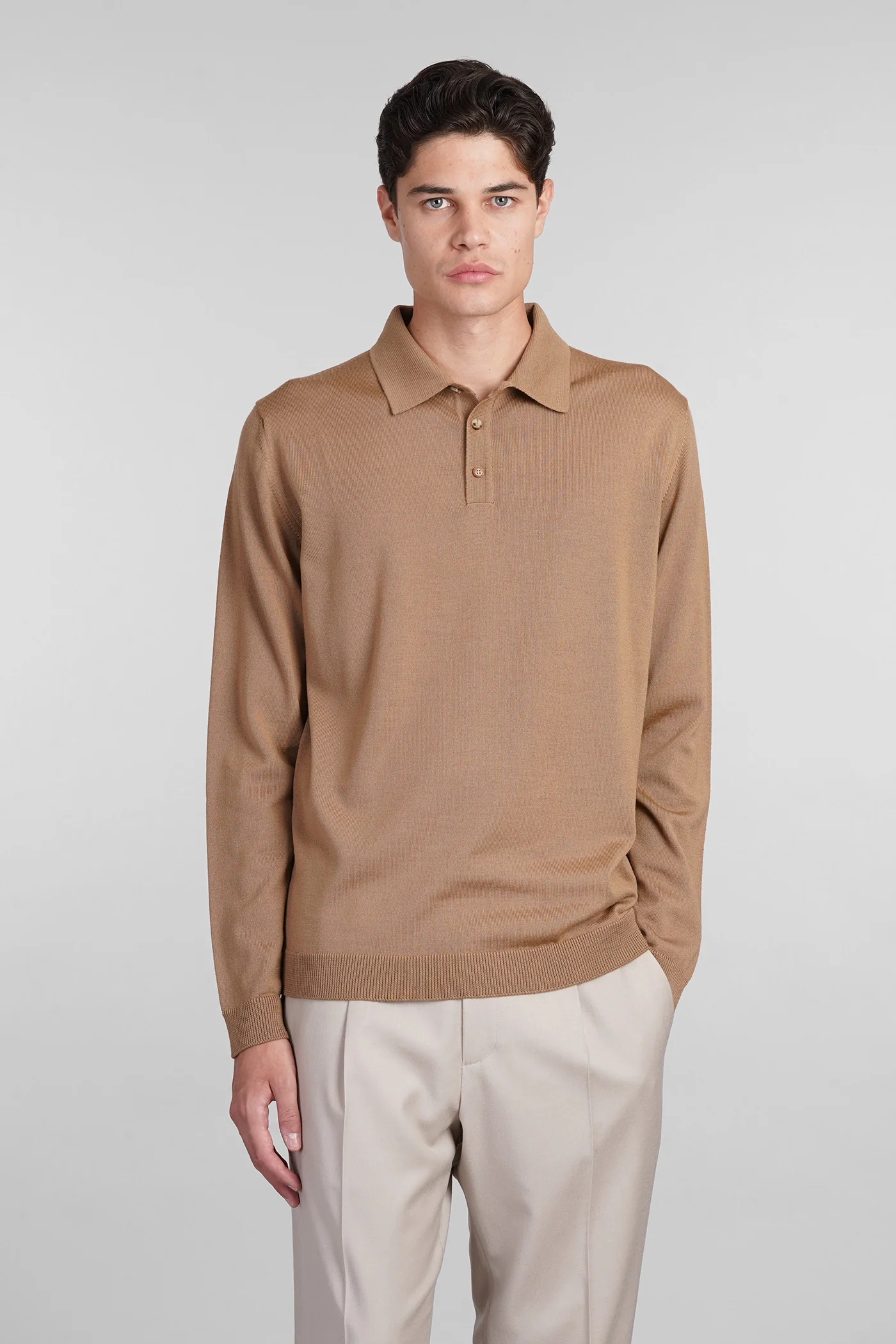 Polo in Camel wool