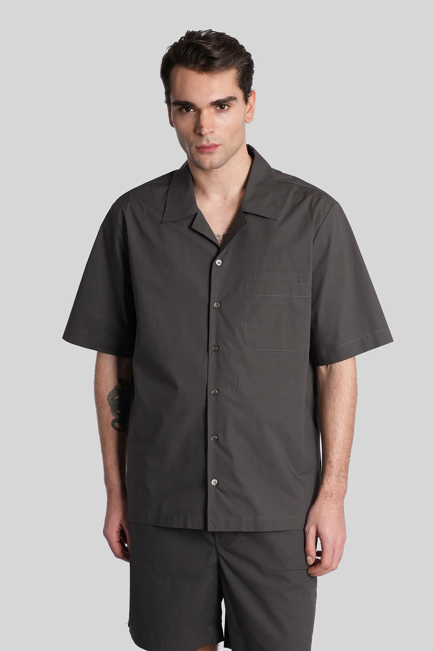Shirt in brown cotton
