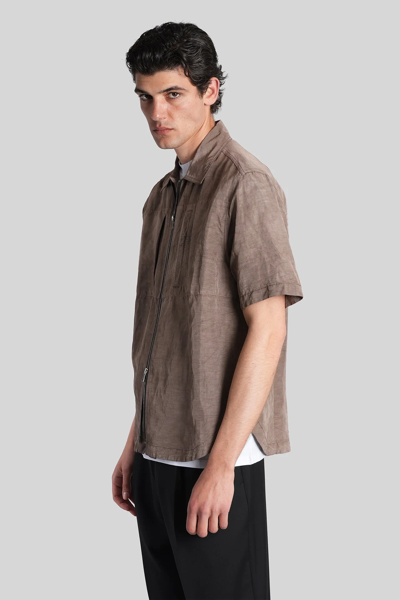 Shirt in brown viscose - Image 4