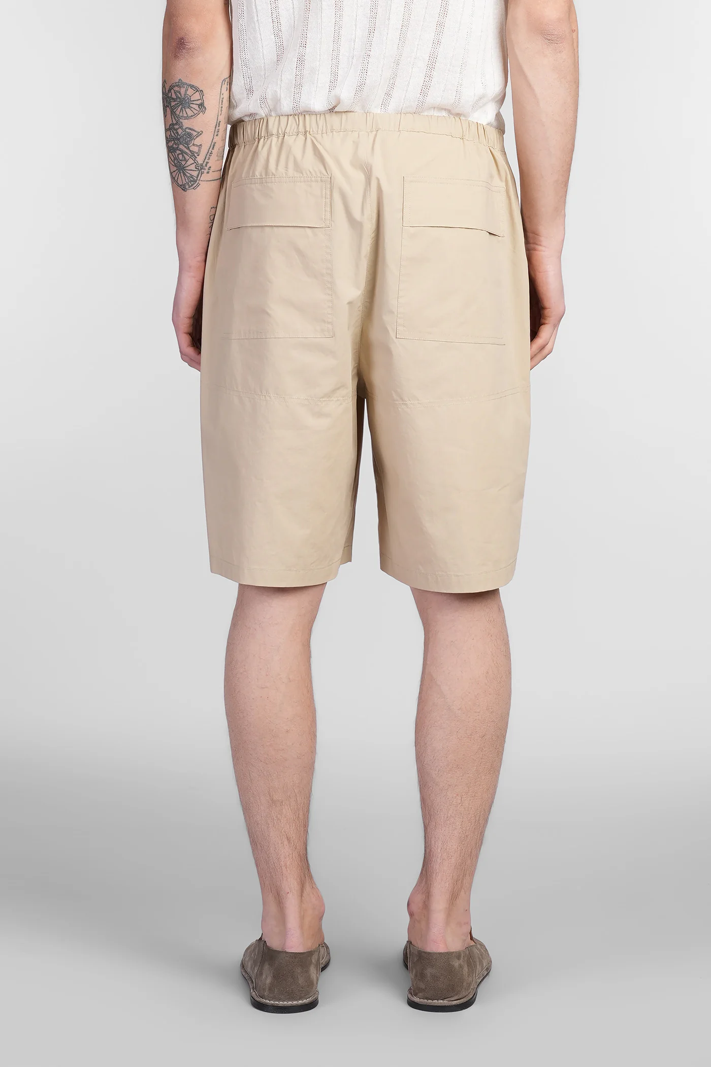 Shorts in beige cotton - Image 3