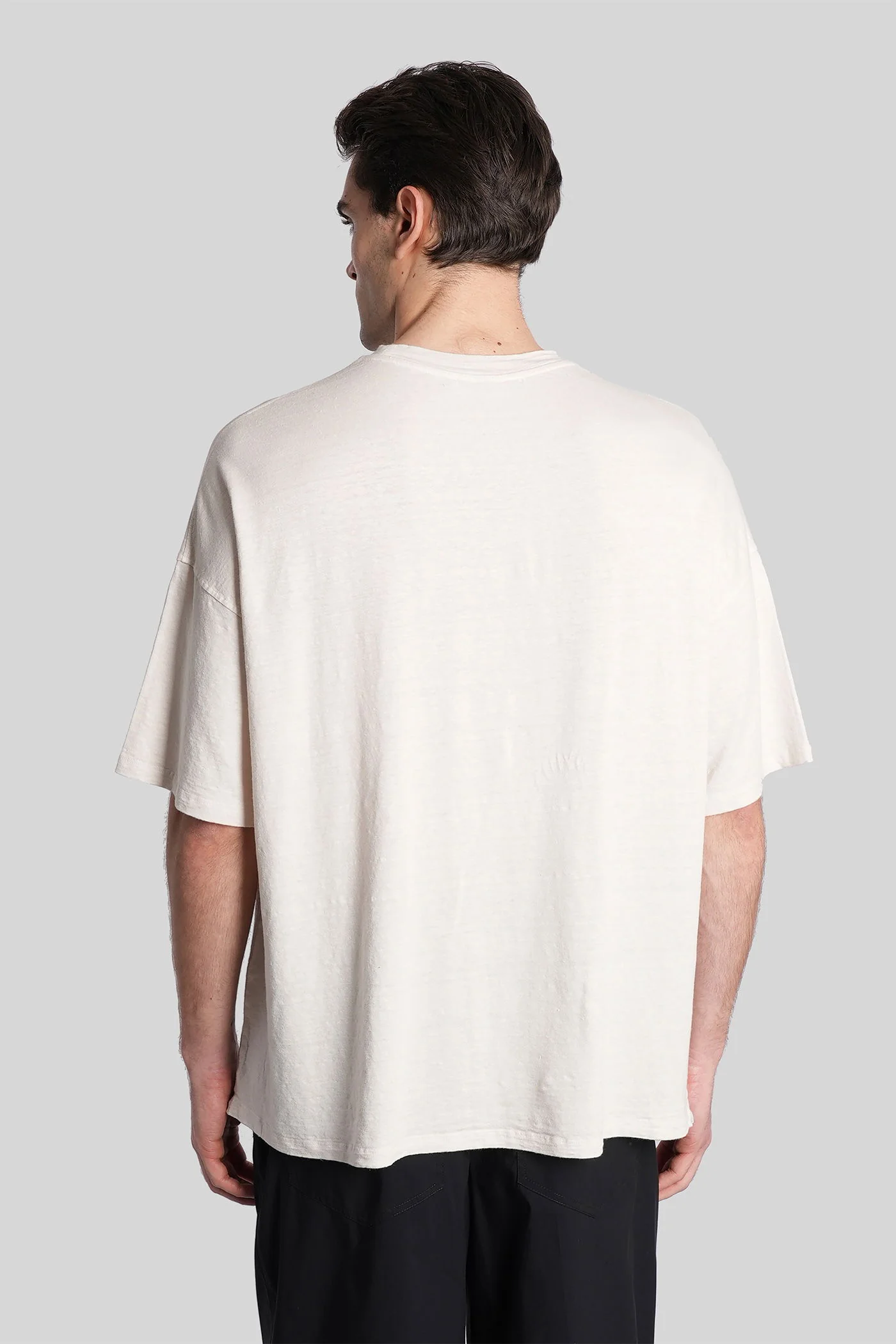 T-Shirt in beige linen - Image 3