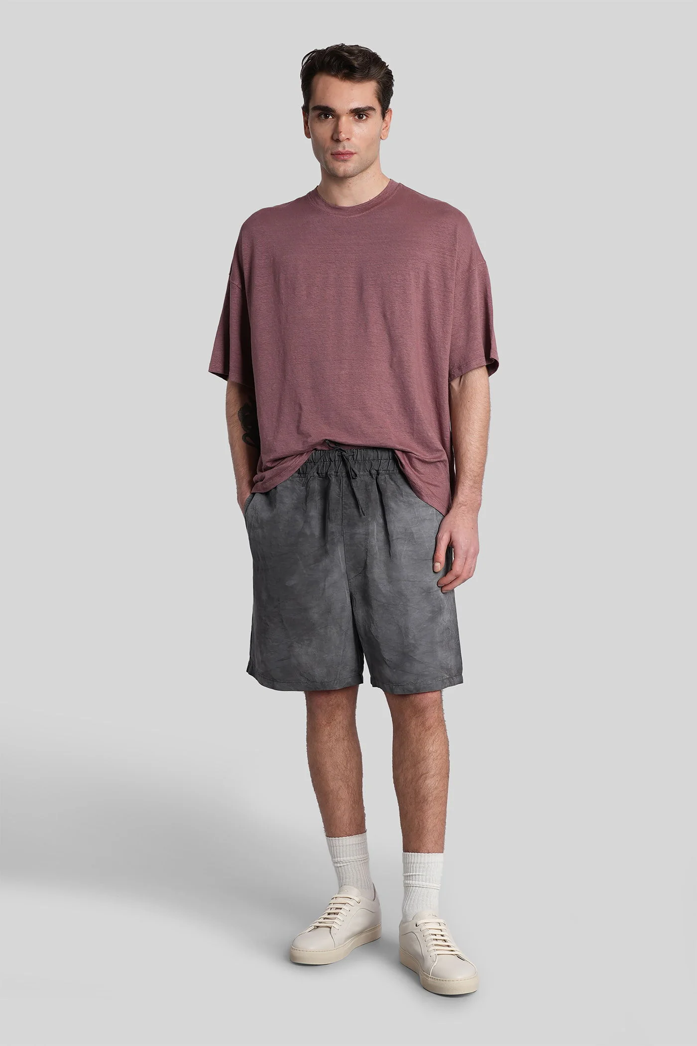 T-Shirt in bordeaux linen - Image 2