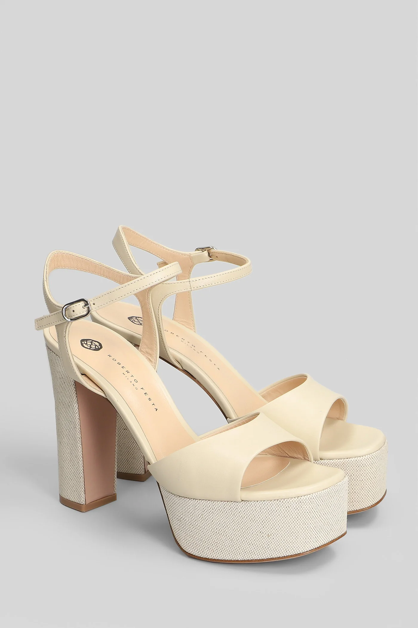 Addis Sandals in beige leather - Image 2