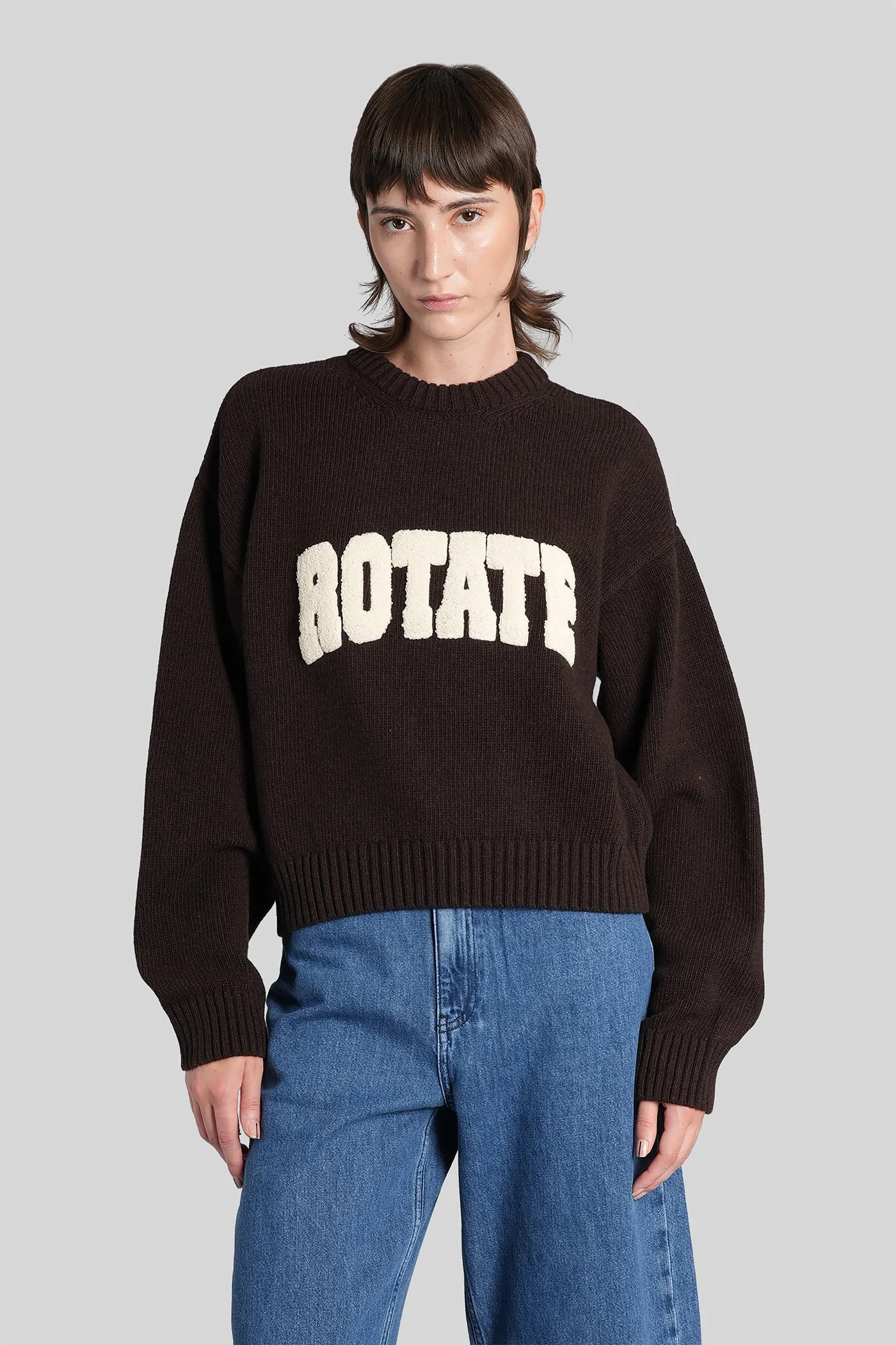 Knitwear in brown wool