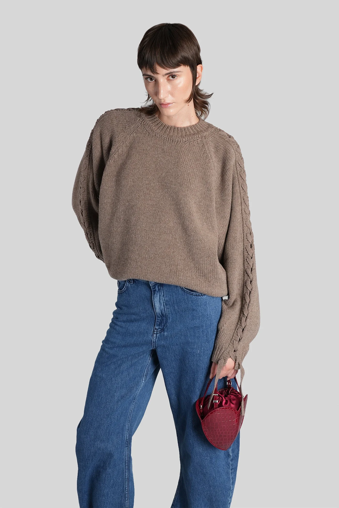 Knitwear in taupe wool - Image 2