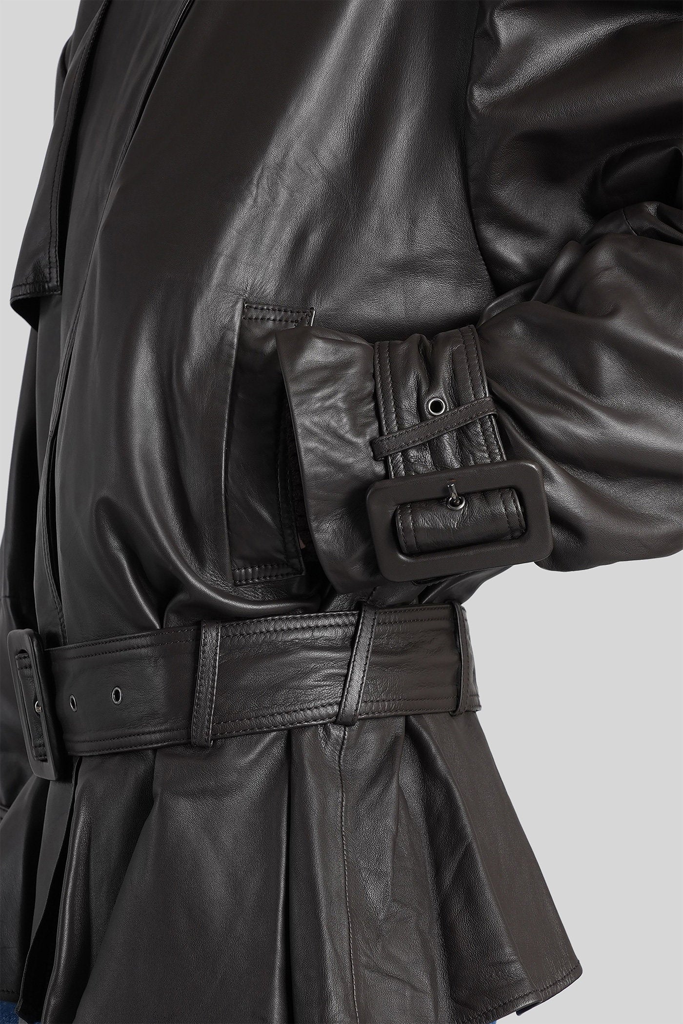 Leather jacket in brown leather - Image 5