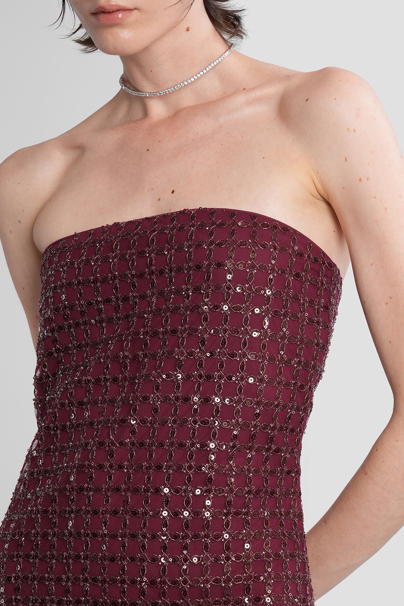 Long dress in bordeaux polyester - Image 5