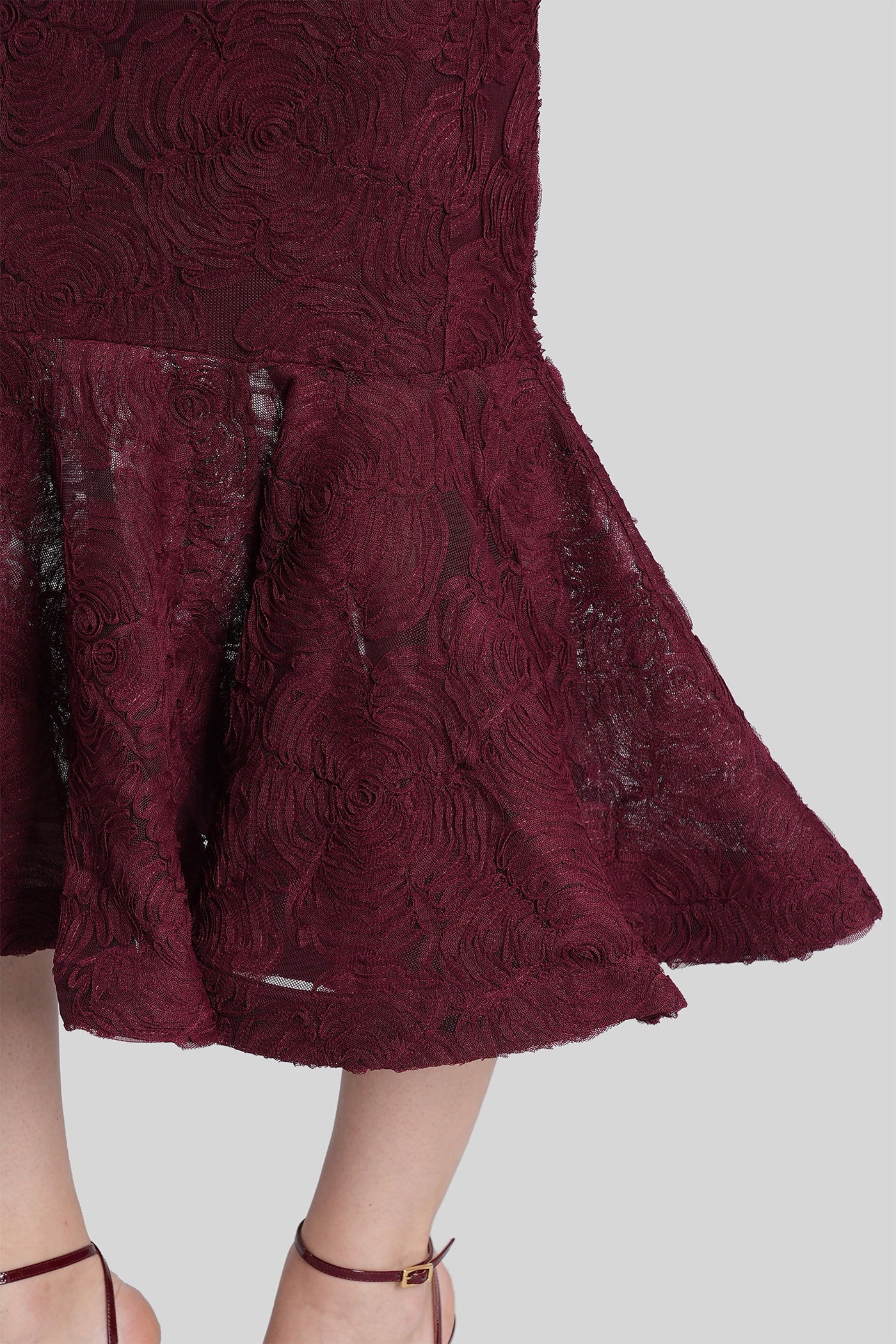 Long dress in bordeaux polyester - Image 5