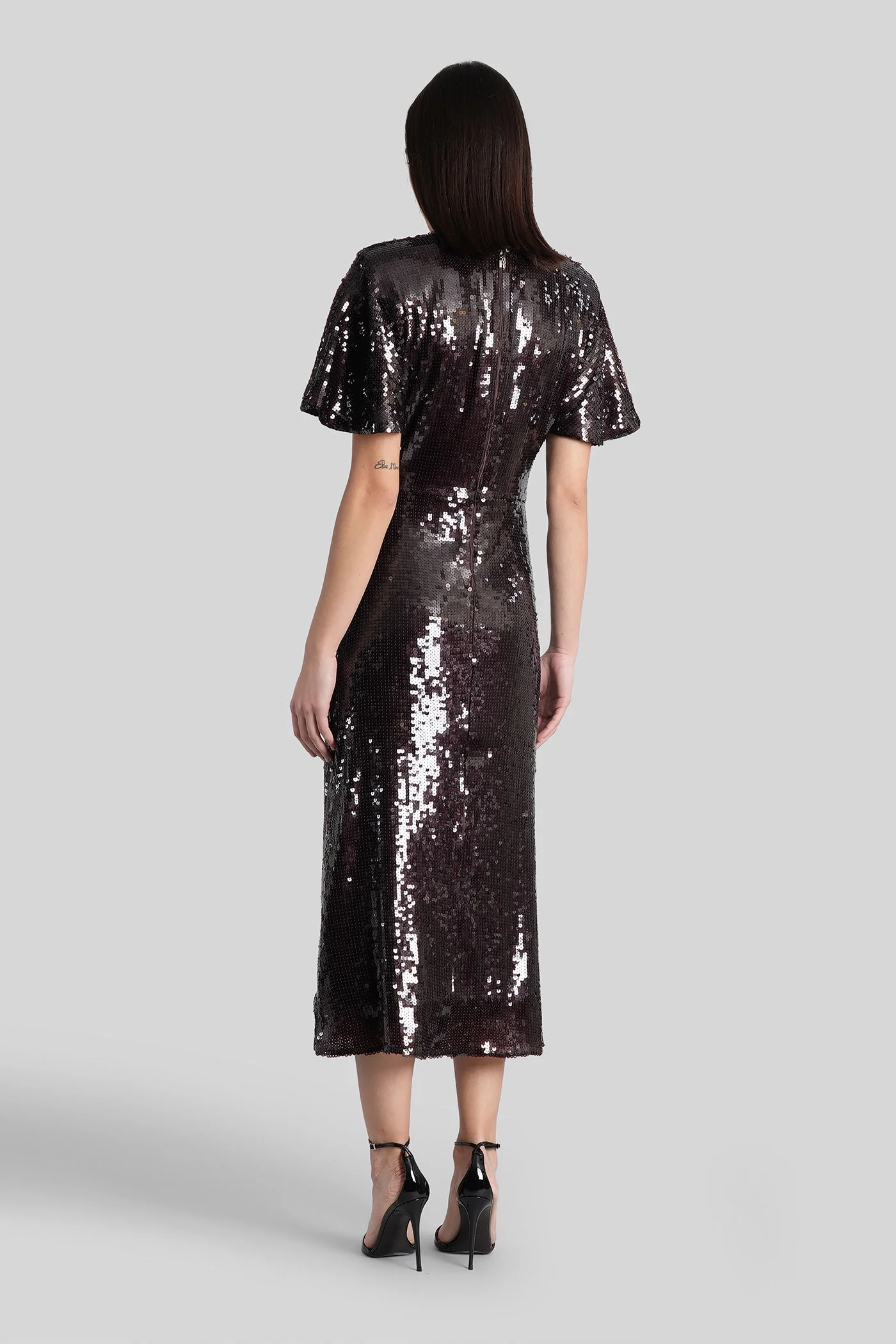 Long dress in brown polyester - Image 3
