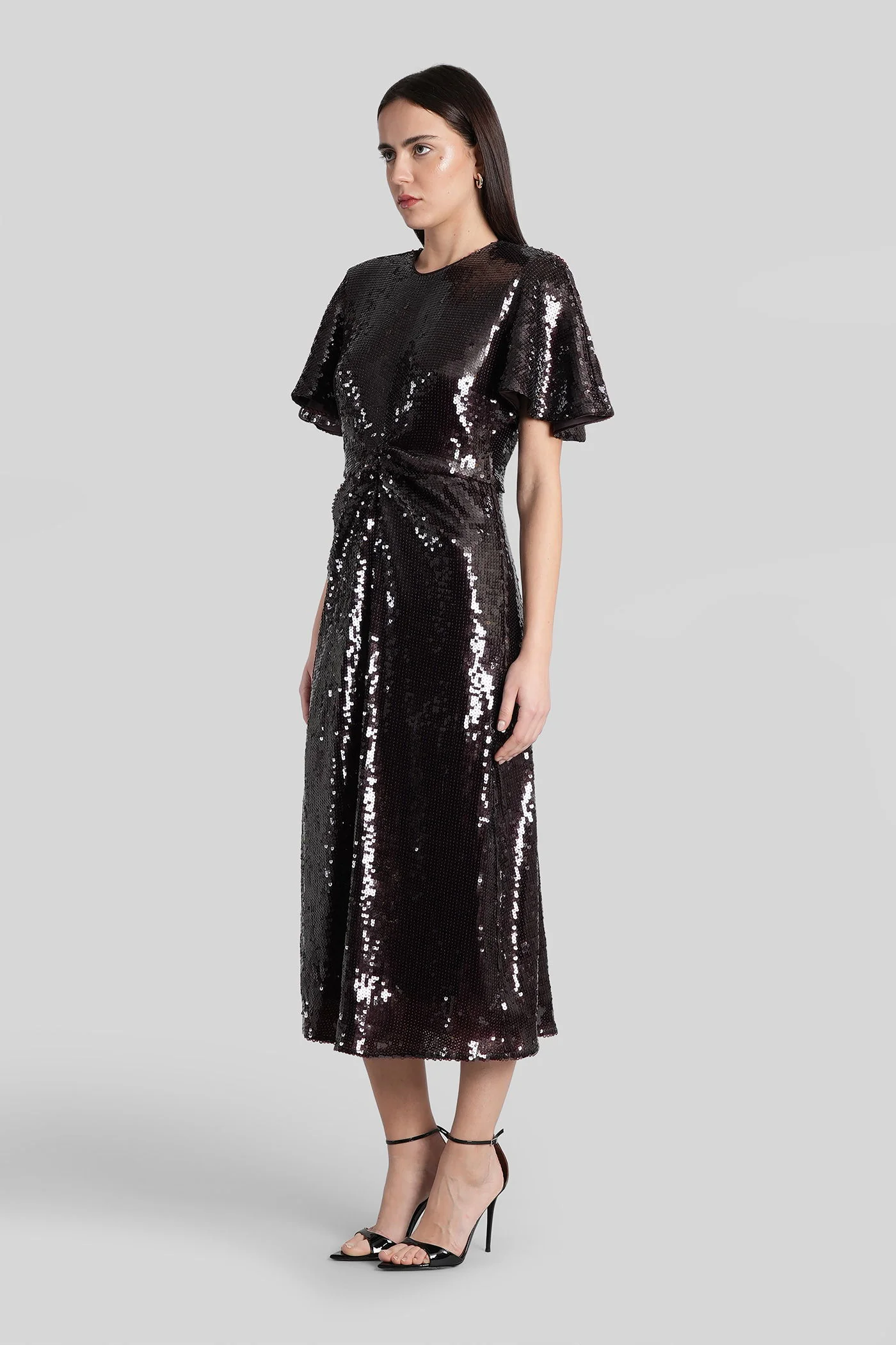 Long dress in brown polyester - Image 4