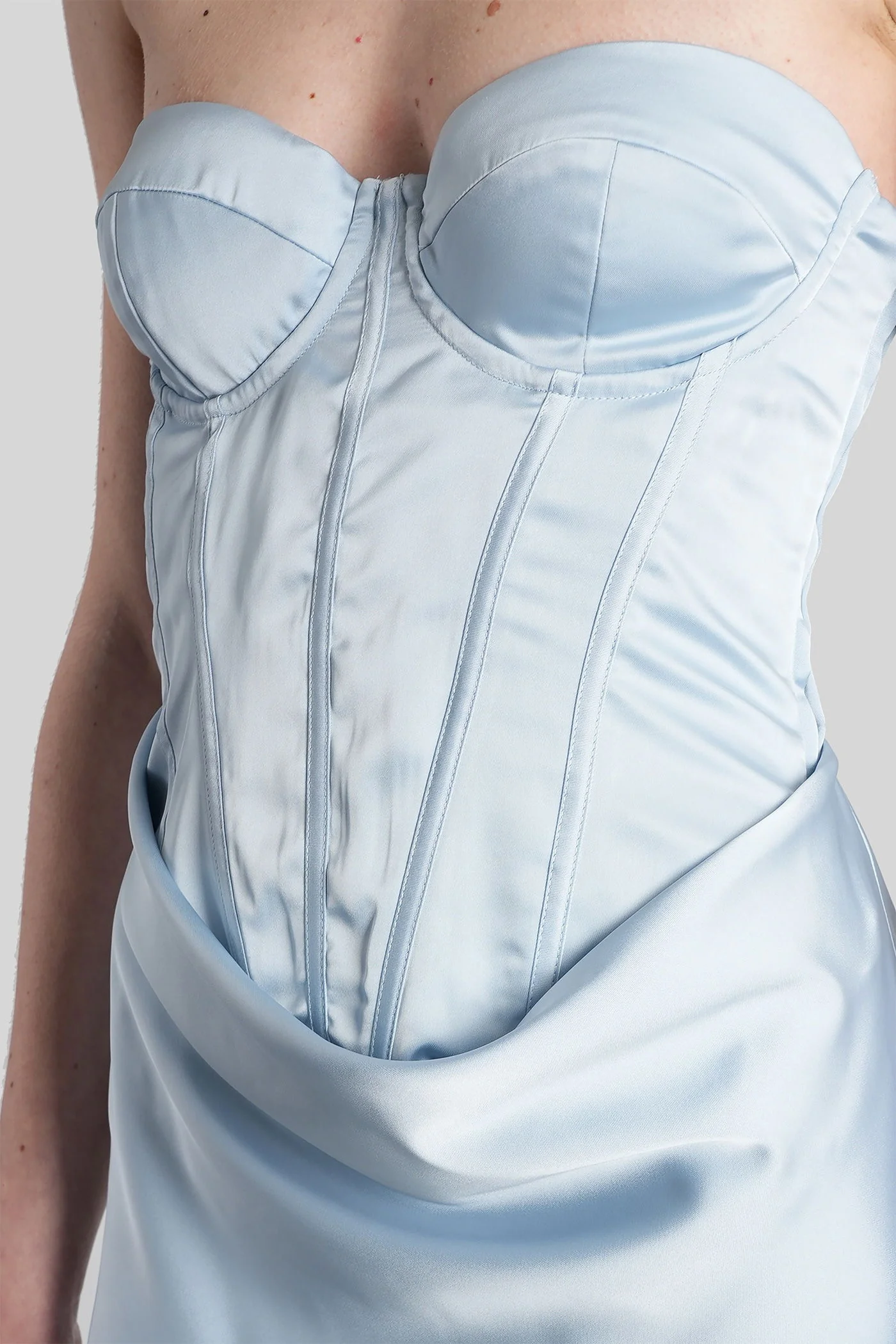 Long dress in cyan polyester - Image 5
