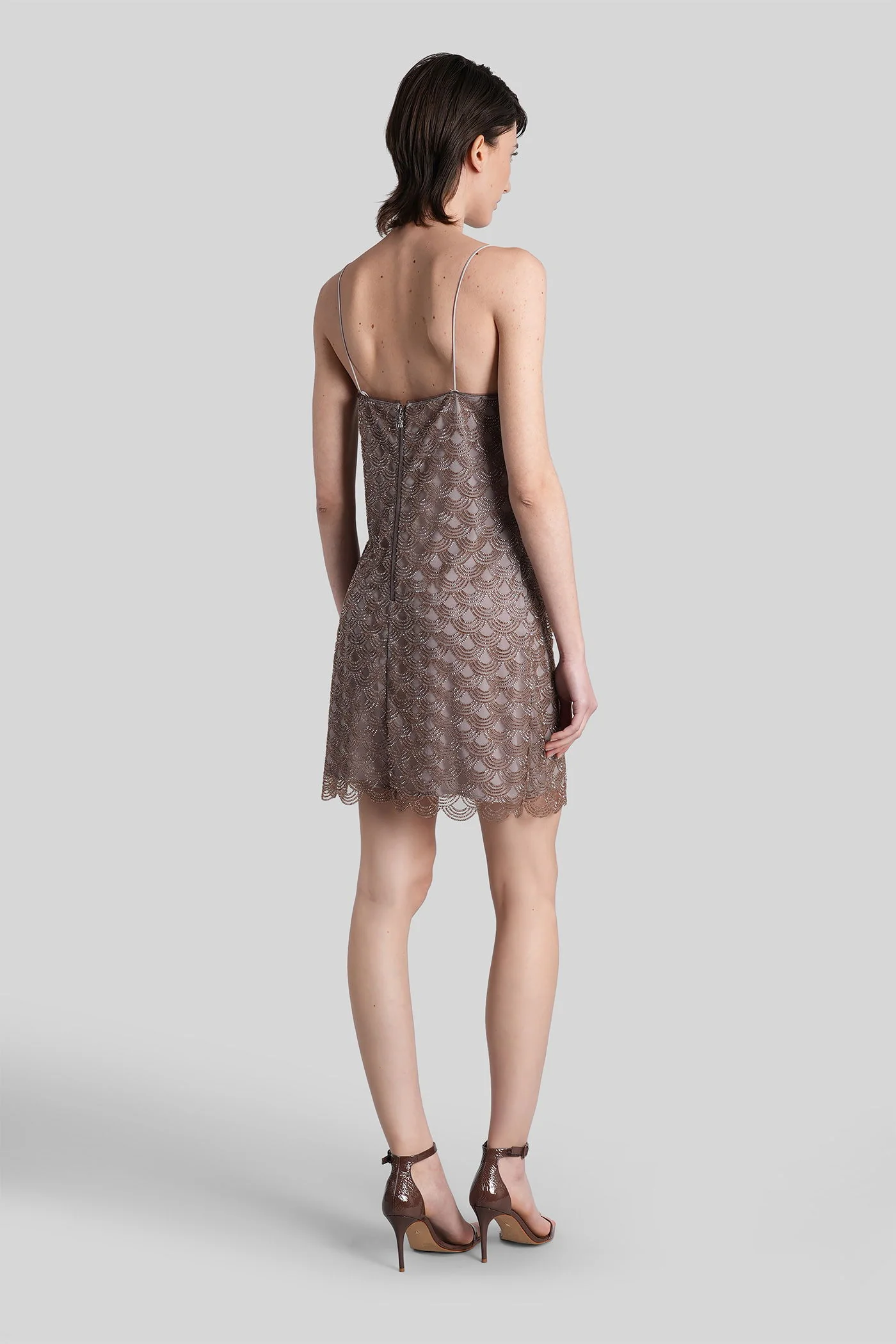 Mini dress in brown polyester - Image 3