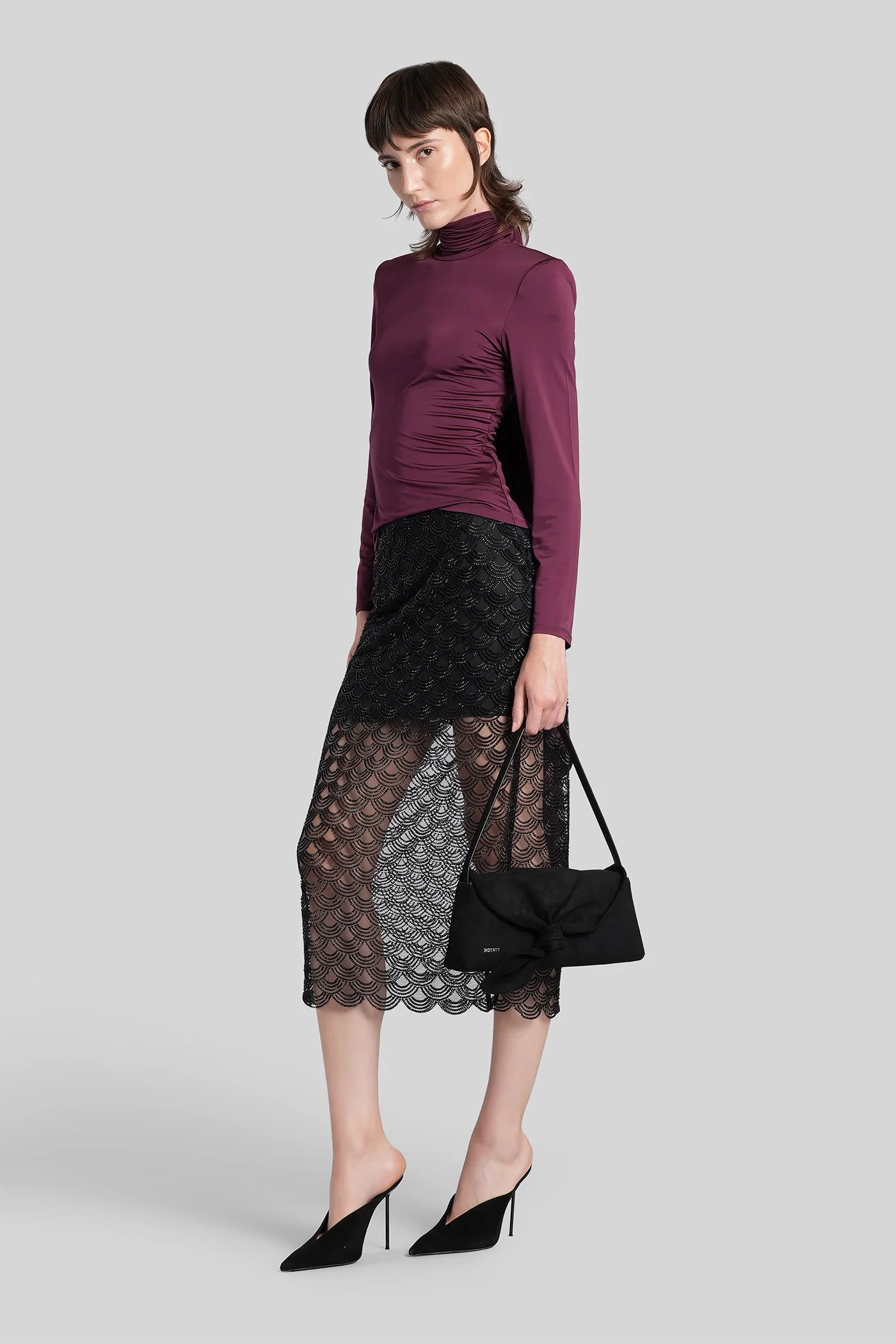Skirt in black polyester - Image 2