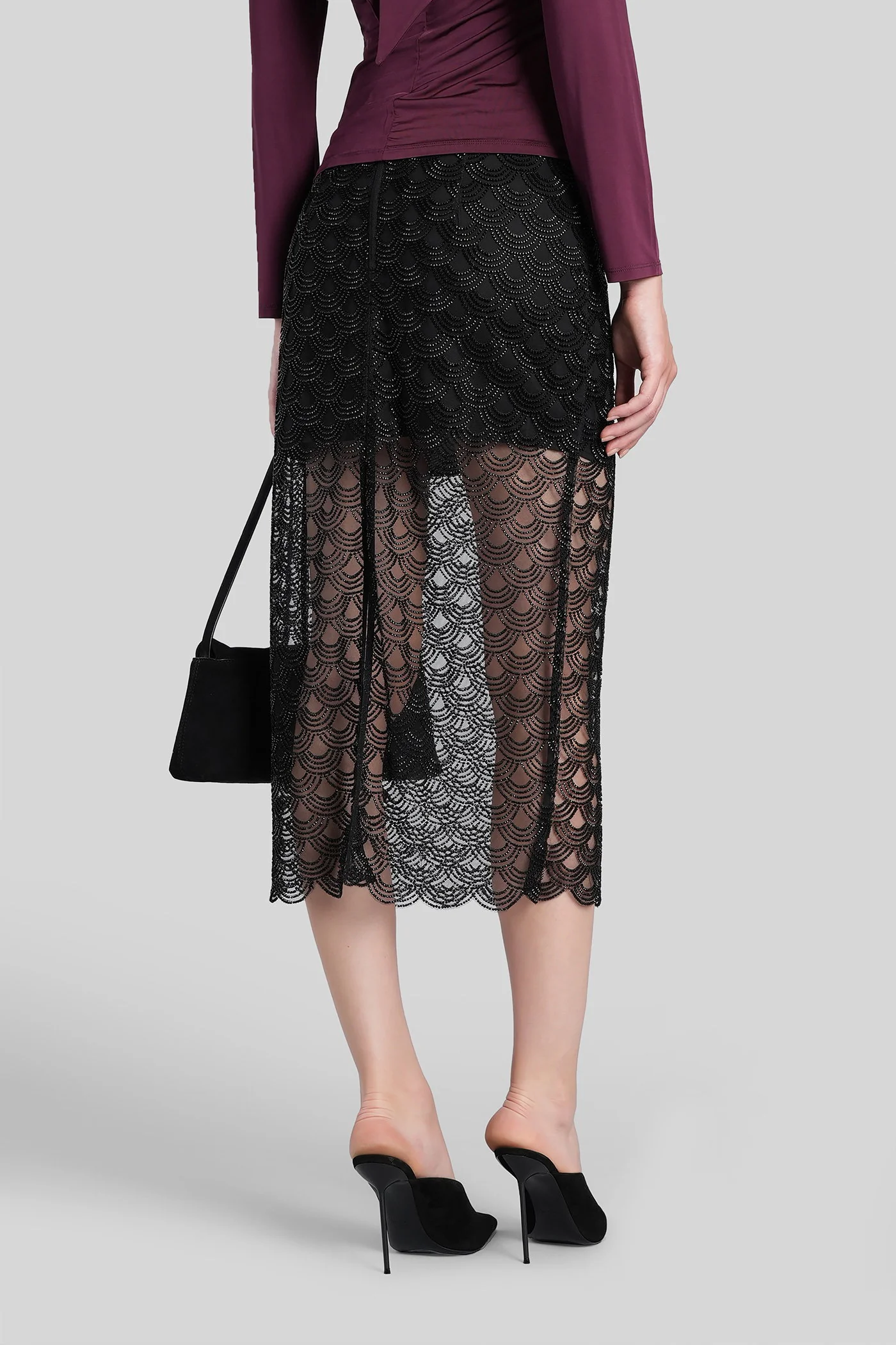 Skirt in black polyester - Image 3