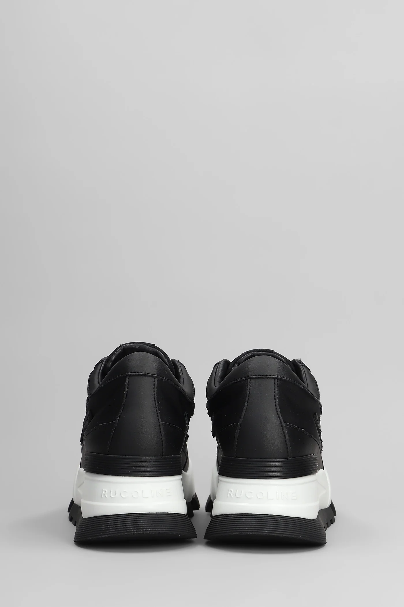 Aki Sneakers in black leather and fabric - Image 4