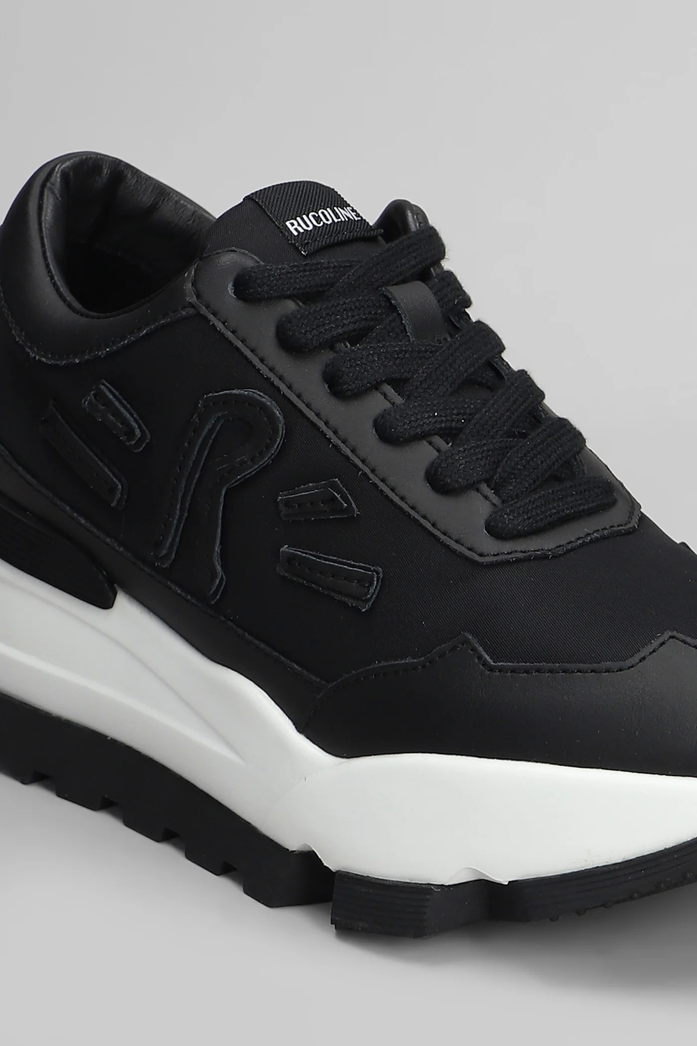 Aki Sneakers in black leather and fabric - Image 5