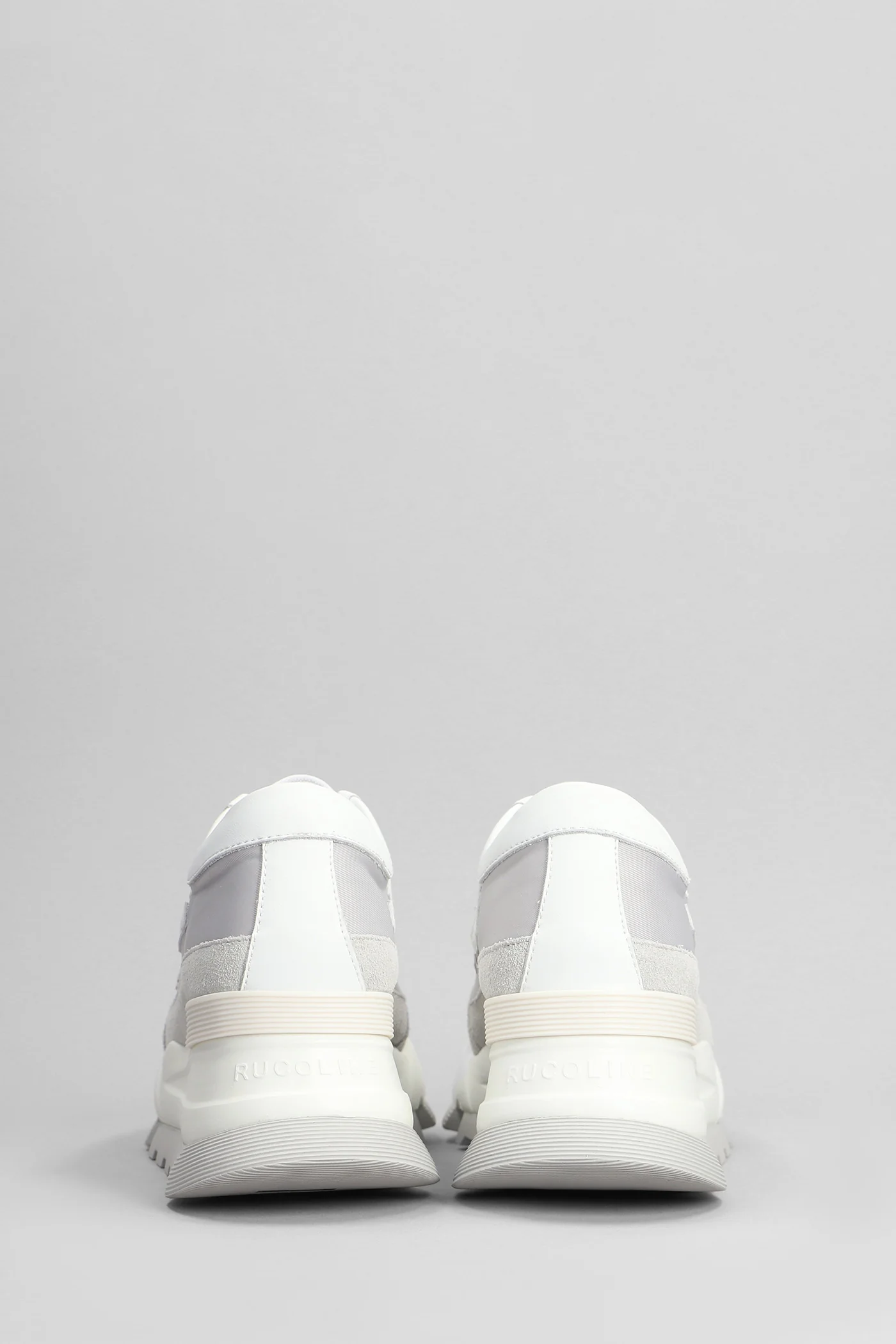 Aki Sneakers in grey leather and fabric - Image 4